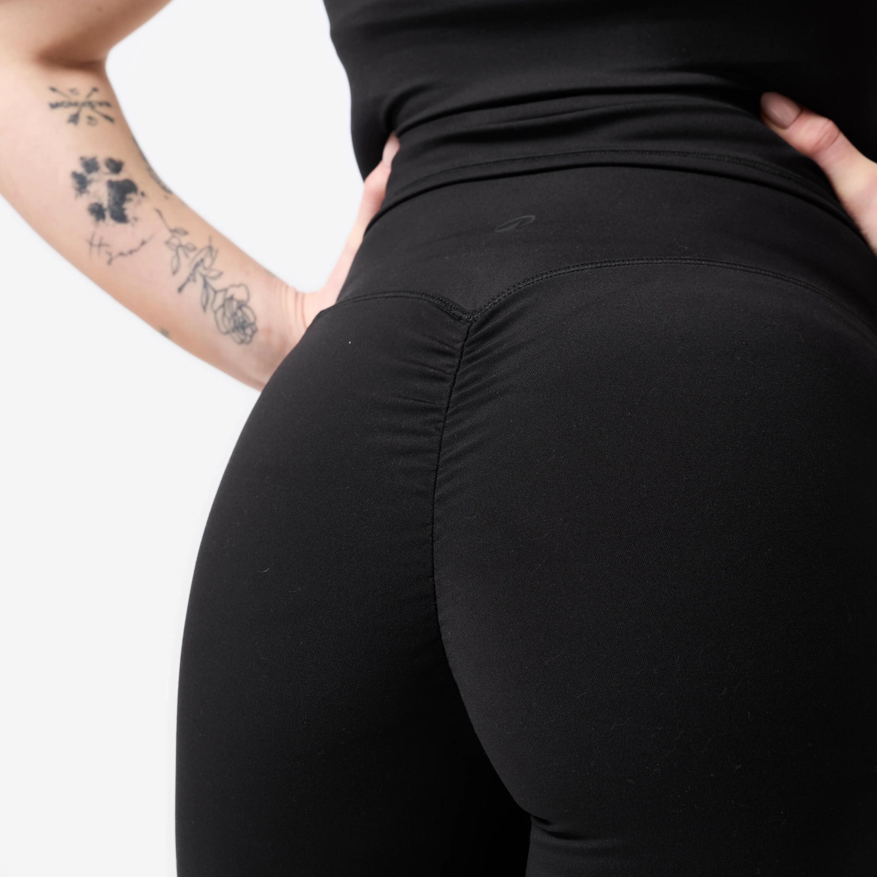 Șort de fitness cu efect scrunch, negru, damă 9/12