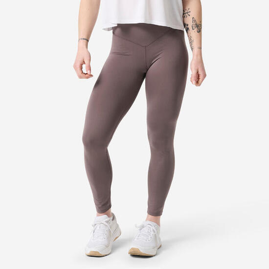 Legging de musculation froncé femme, marron