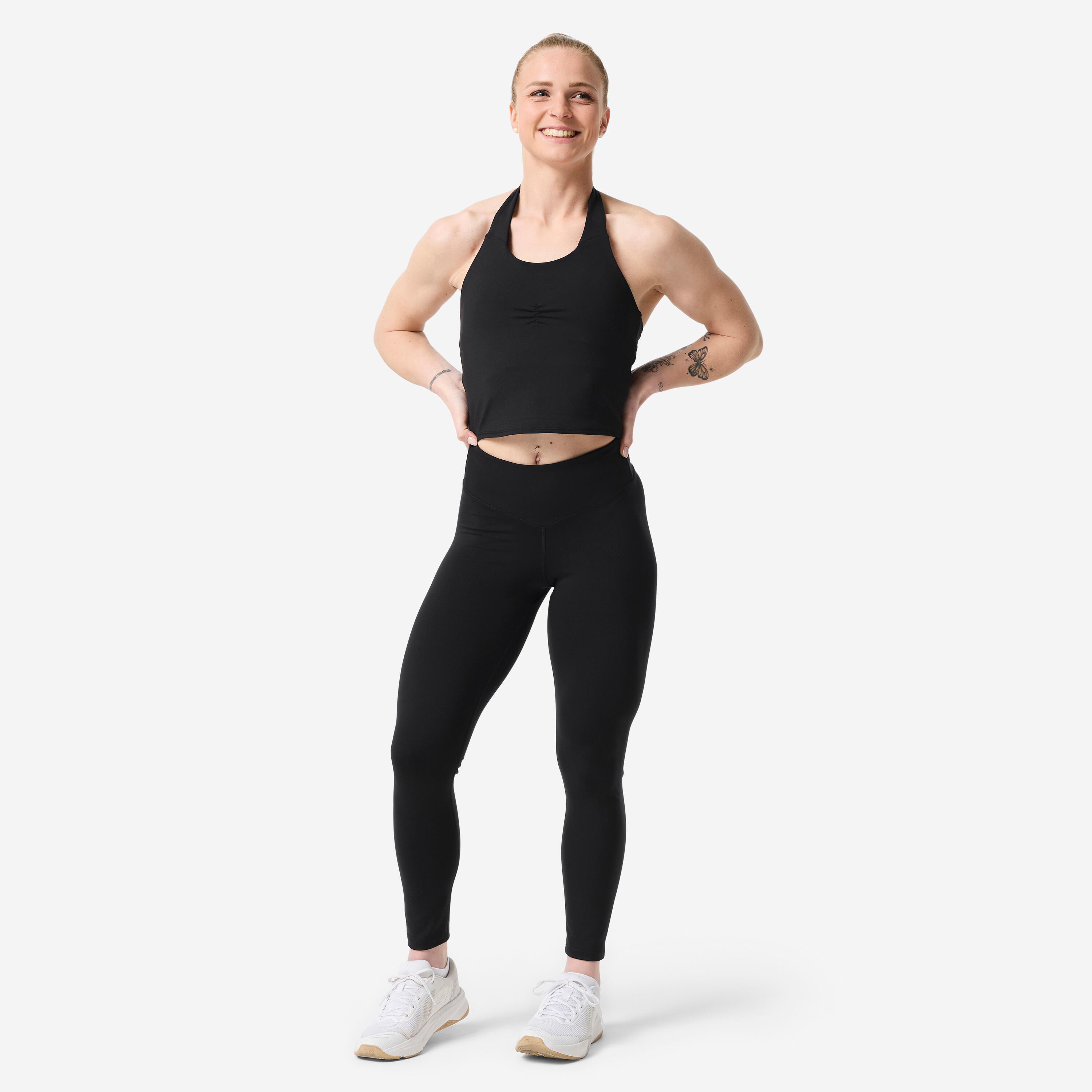 Leggings Musculación Mujer Negro Fruncido 2/7