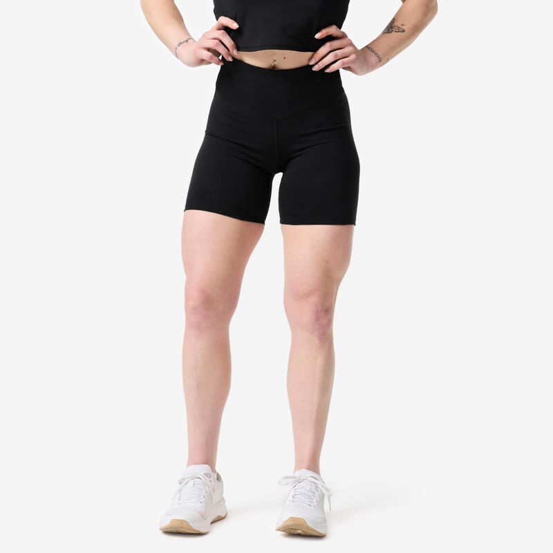 Șort de fitness cu efect scrunch, negru, damă