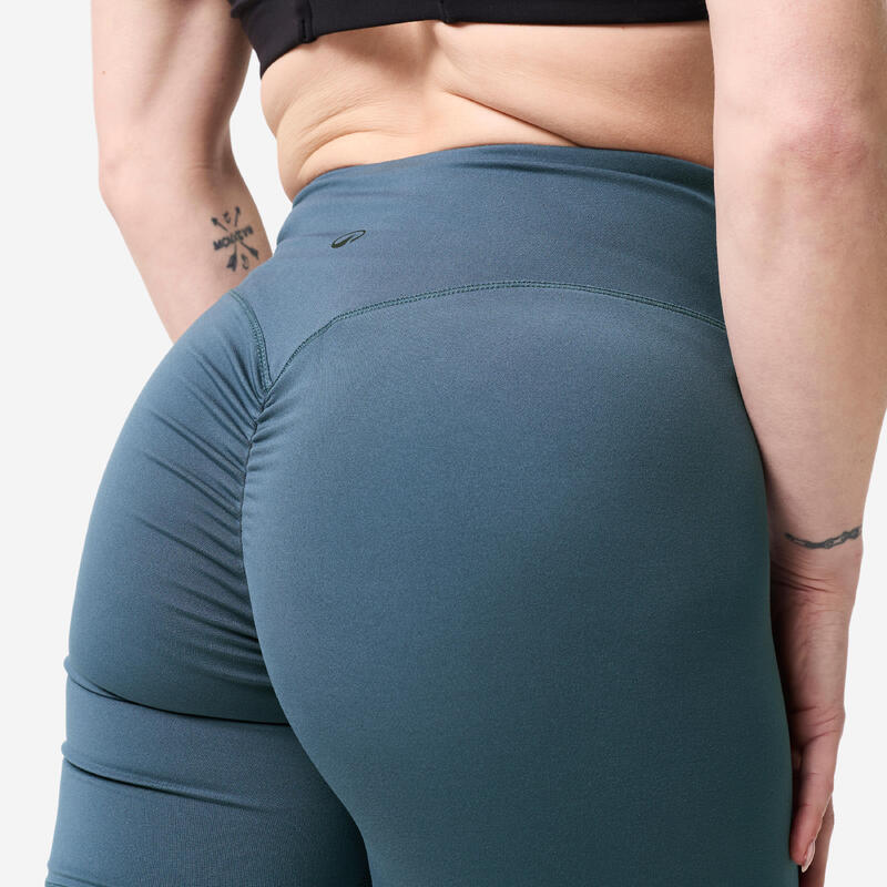 Șort de fitness efect scrunch albastru, damă