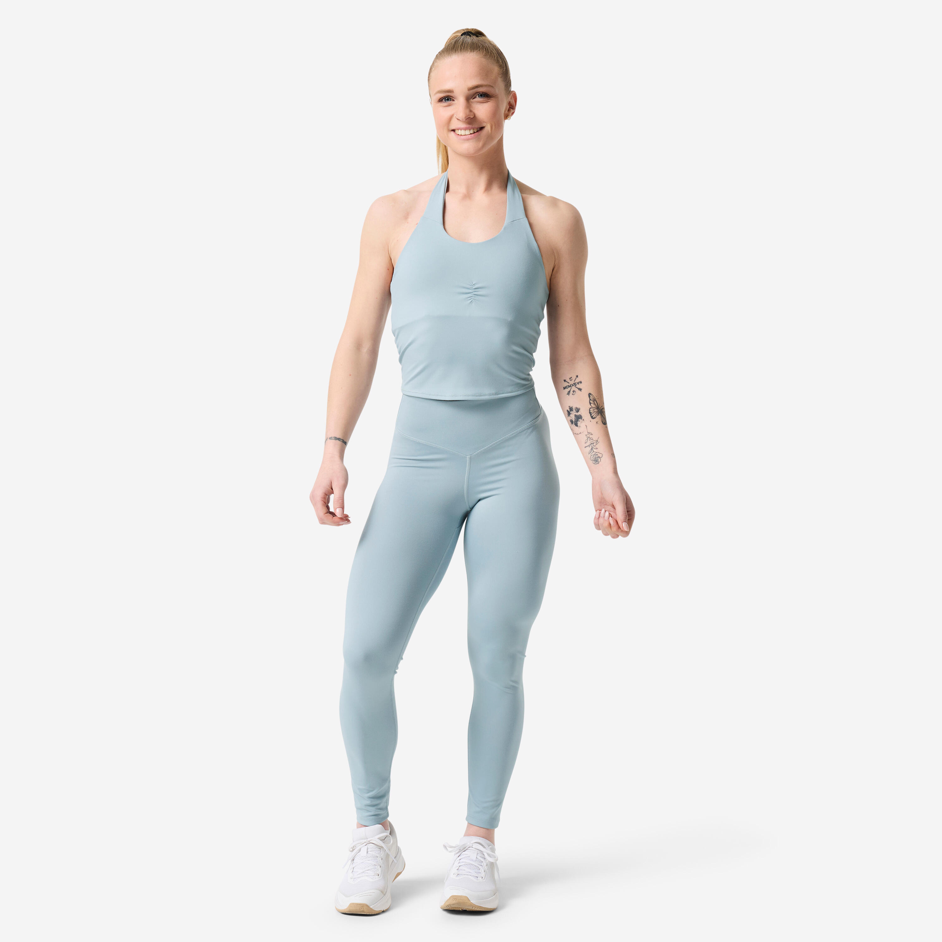 Leggings Musculación Mujer Azul Fruncido 3/13