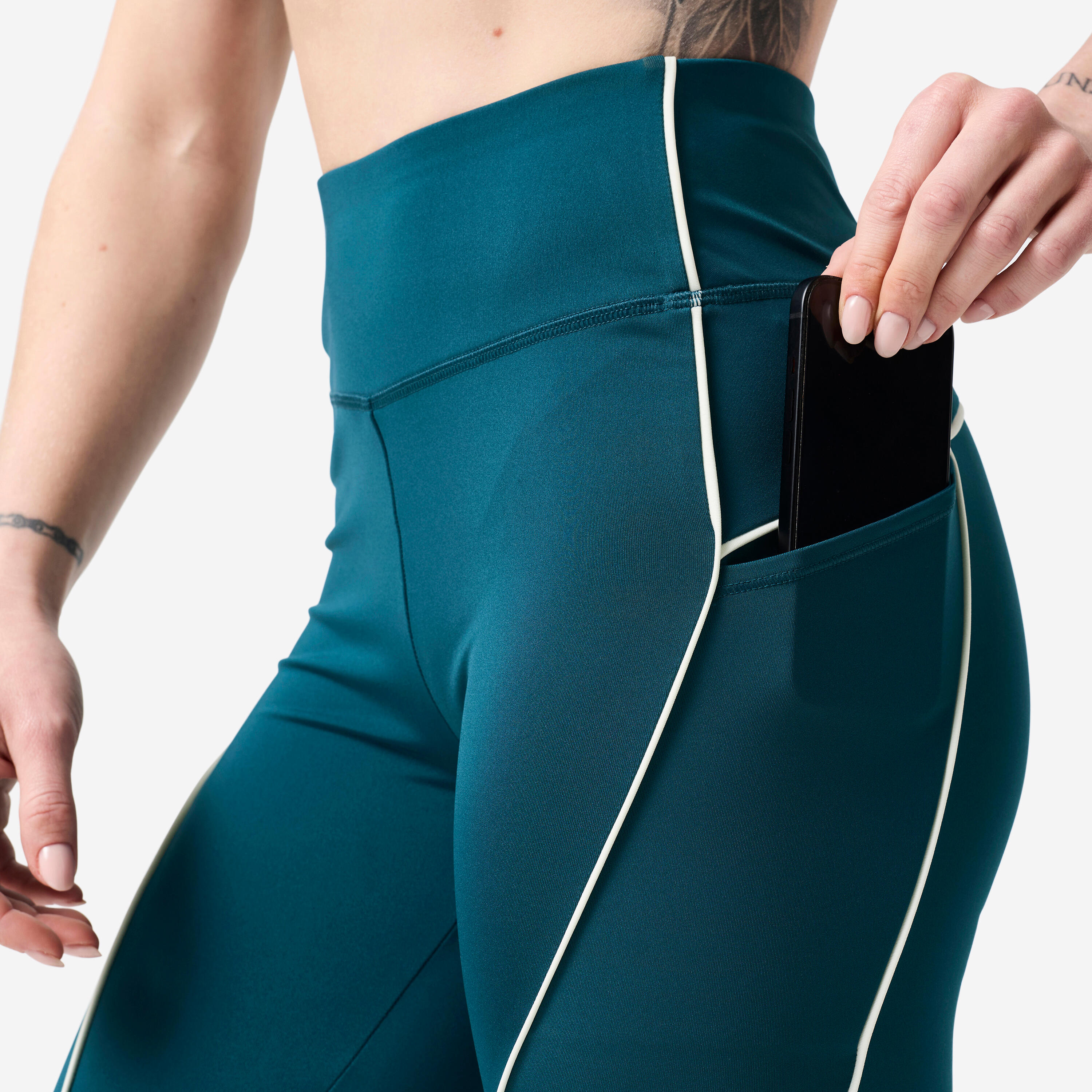 Leggings Dona Verd Blavós Rivet Blanc Cintura Alta 3/7