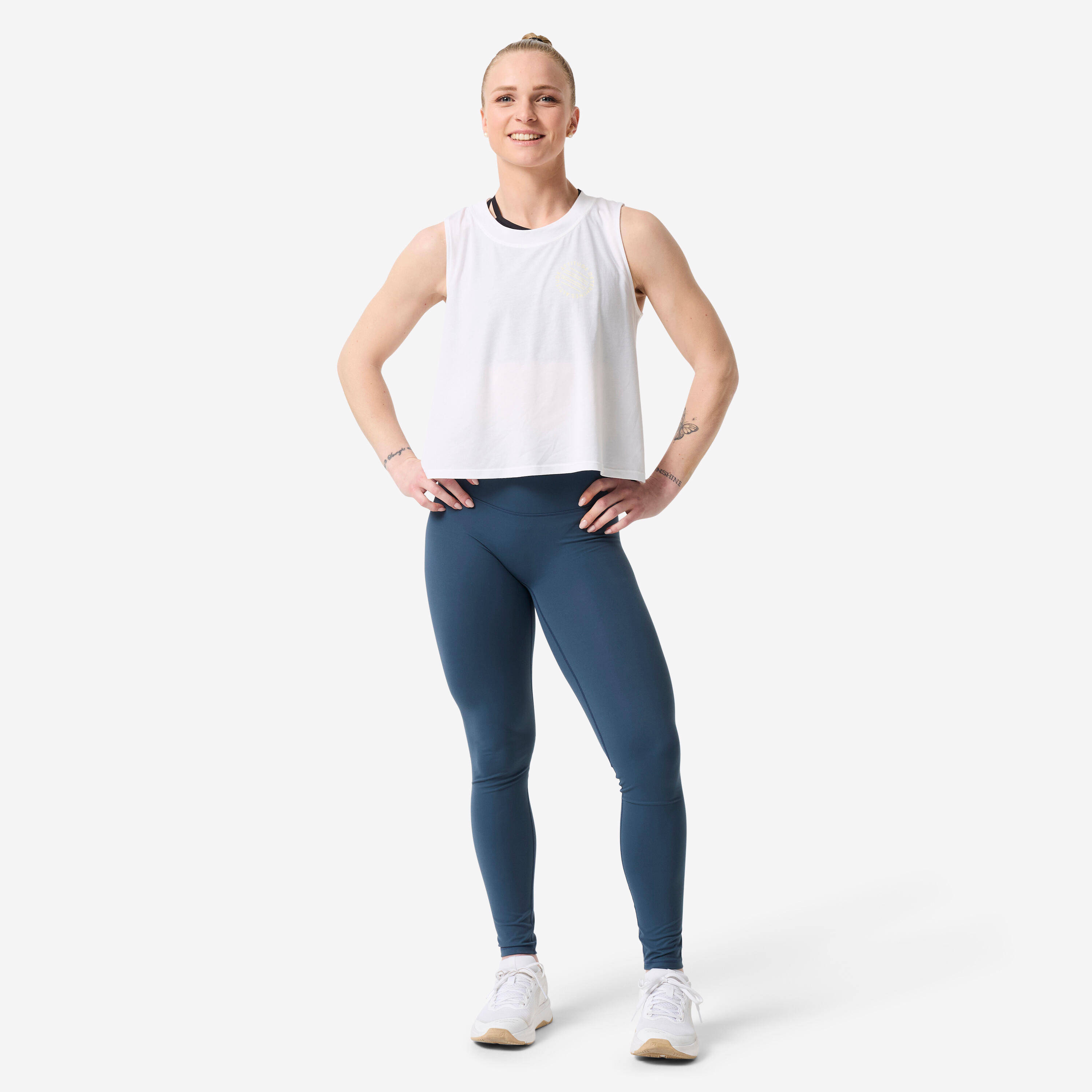 Camiseta Crosstraining Mujer Blanco Sin Mangas Ligera 3/12