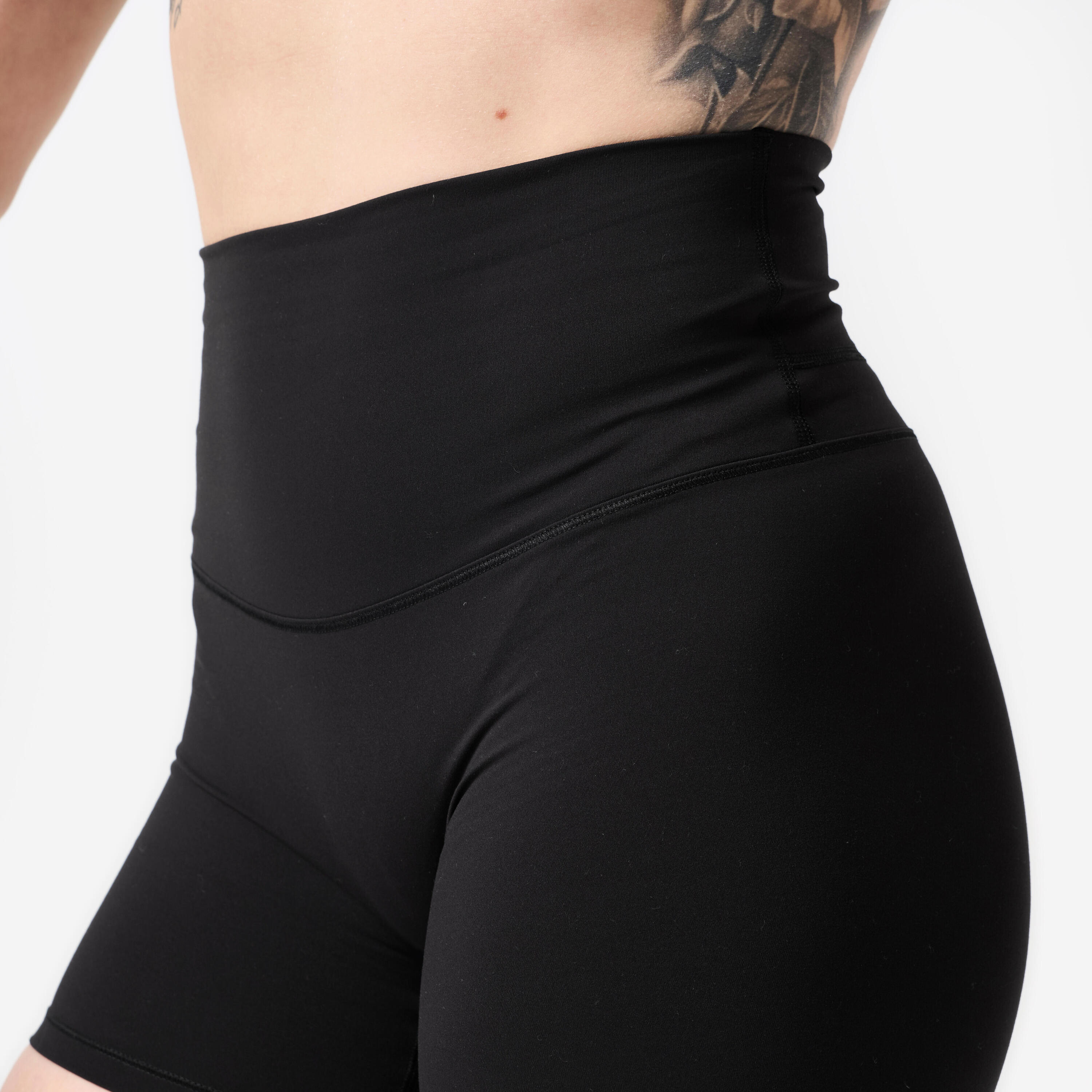 Pantalons Curts Crossfit Dona Negre Elàstics 3/5