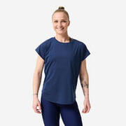 Tricou larg de fitness, respirant, pentru femei, albastru închis.