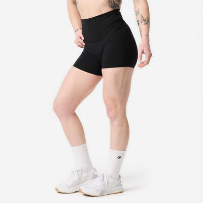 Pantaloncini corti donna palestra slim fit traspiranti neri