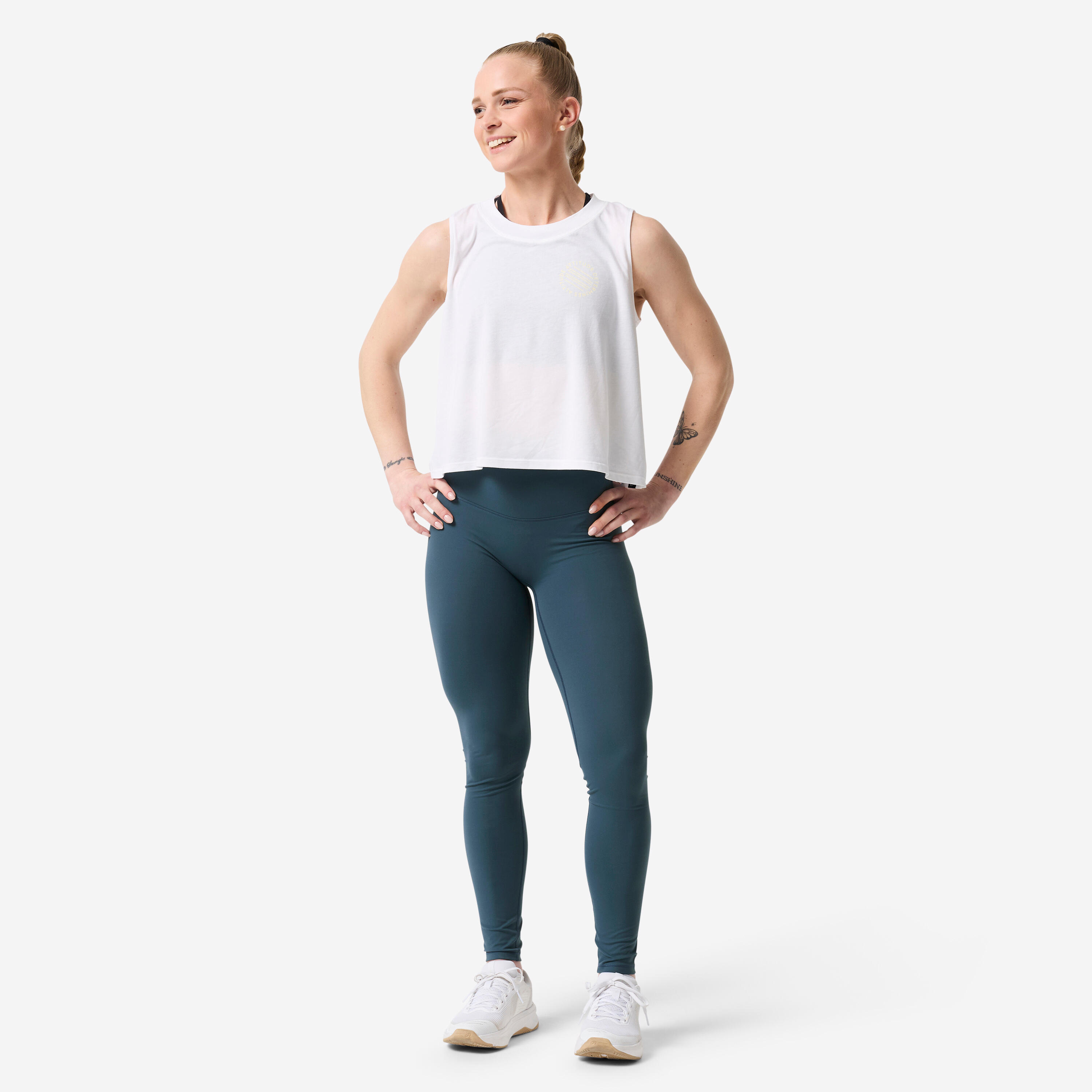 Leggings donna palestra antiabrasione traspiranti blu 2/16