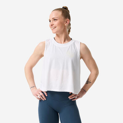 Canotta bianca donna palestra regular fit traspirante