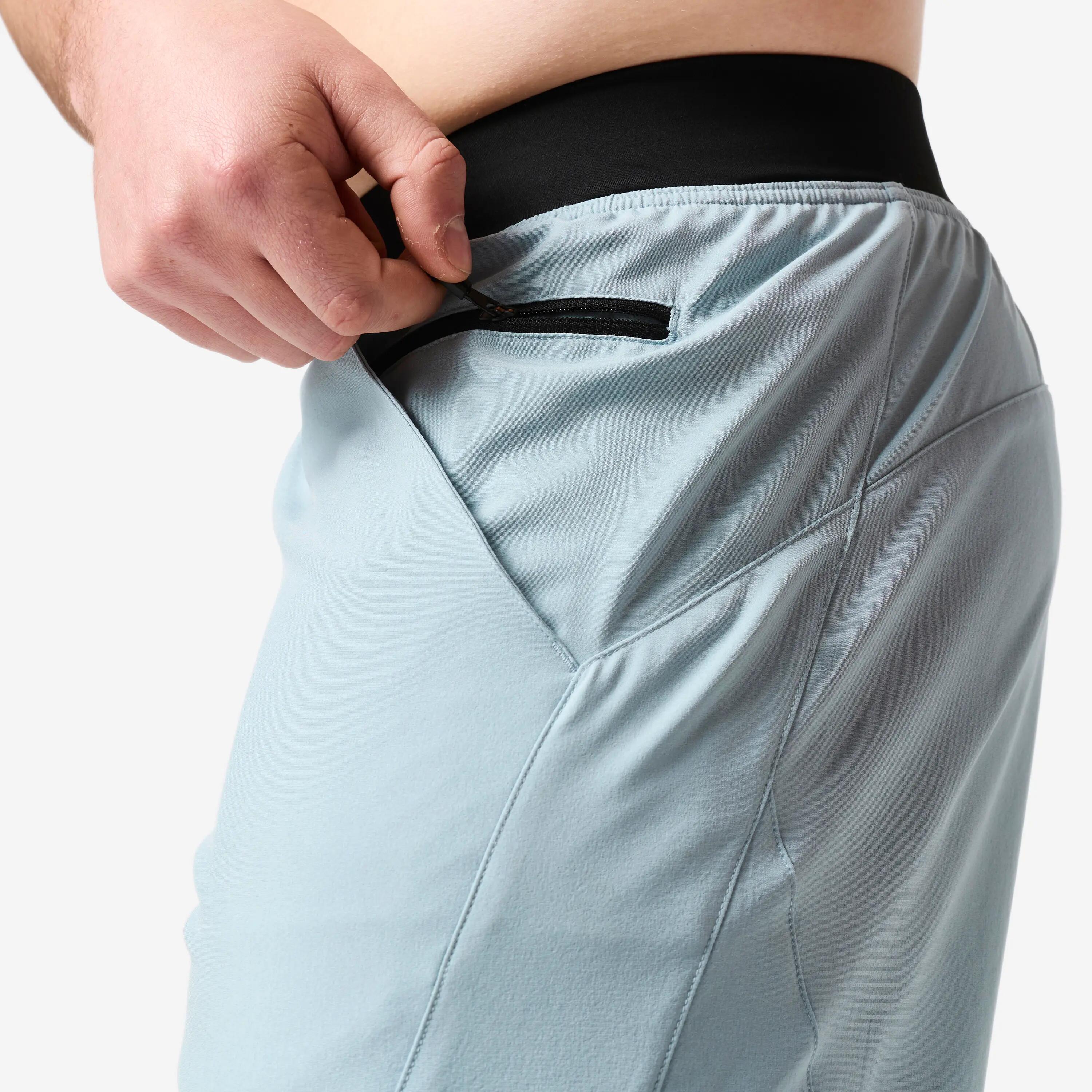 Pantalons Curts Fitness Home Negre Blau 2 en 1 Transpirable Butxaca Cremallera 7/19