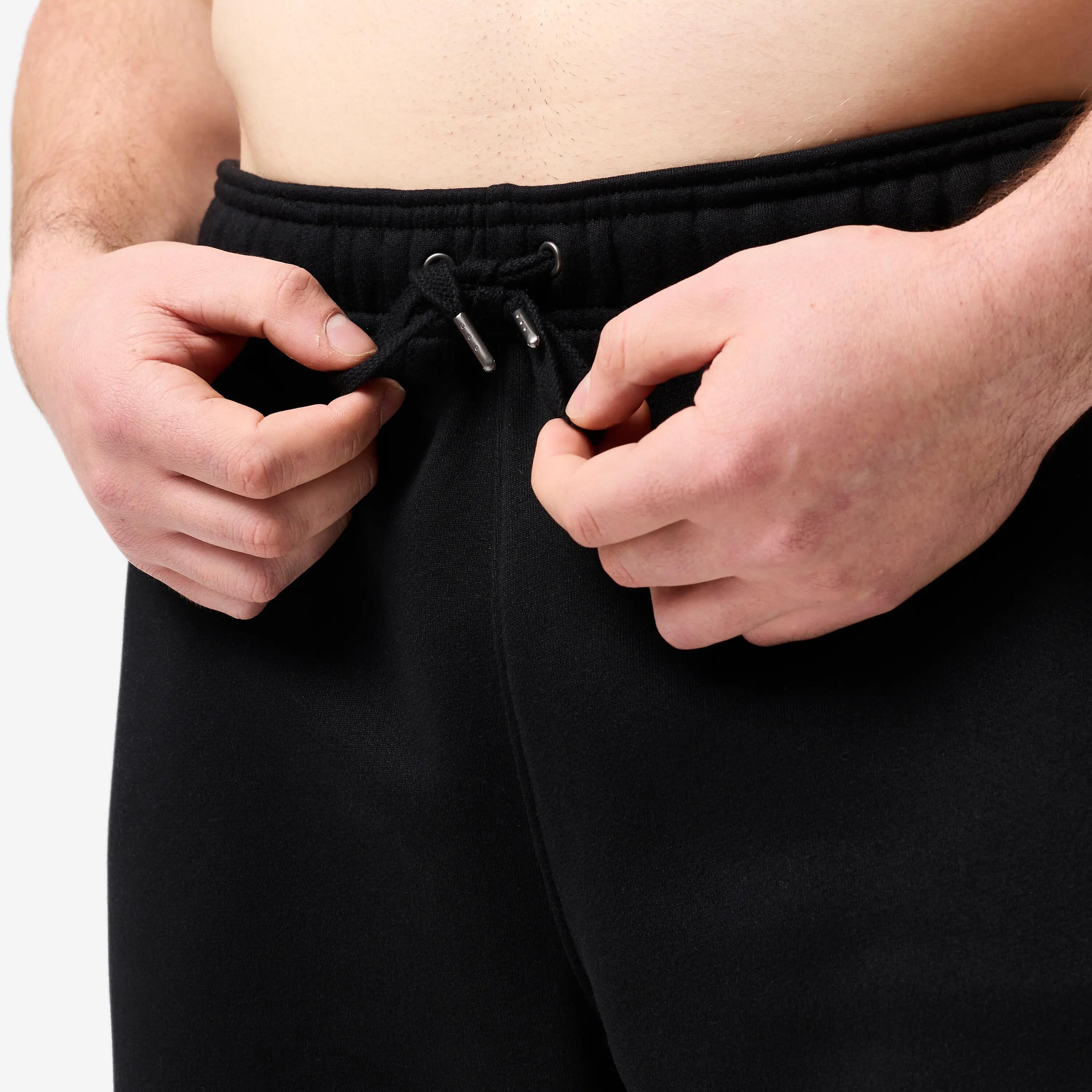 Pantalon de jogging en coton droit et respirant homme, noir 3/8