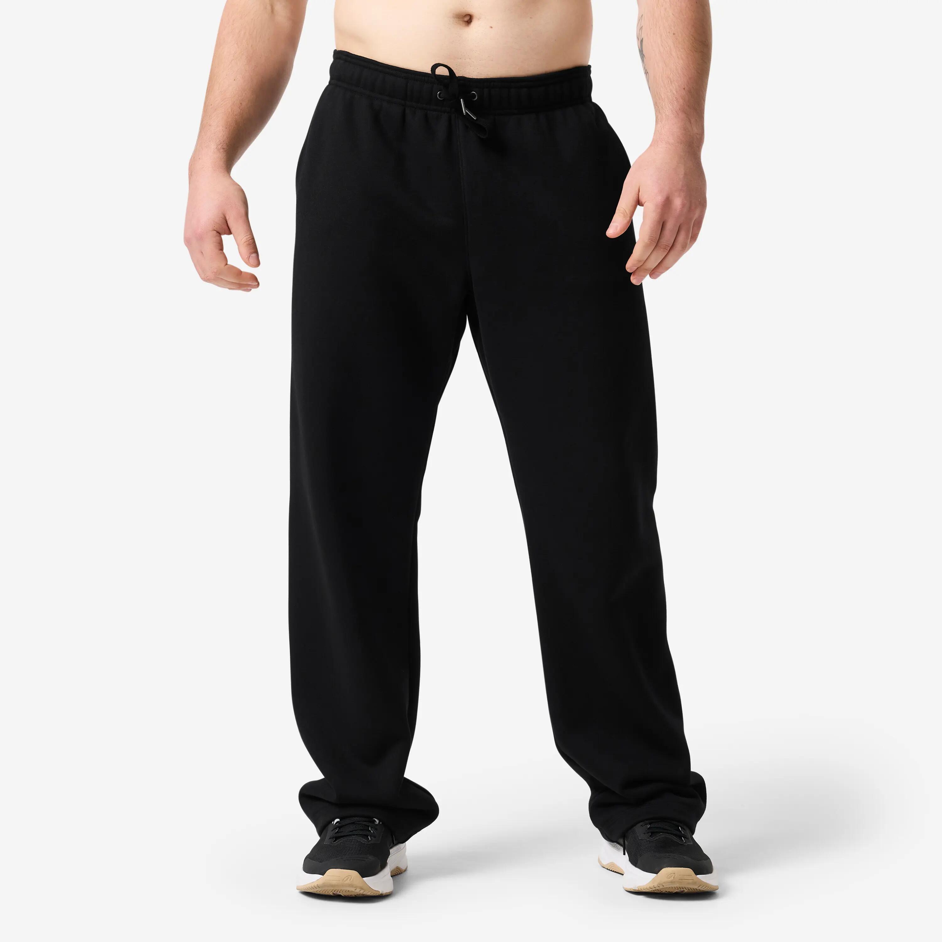 Pantalon de jogging en coton droit et respirant homme, noir 1/8