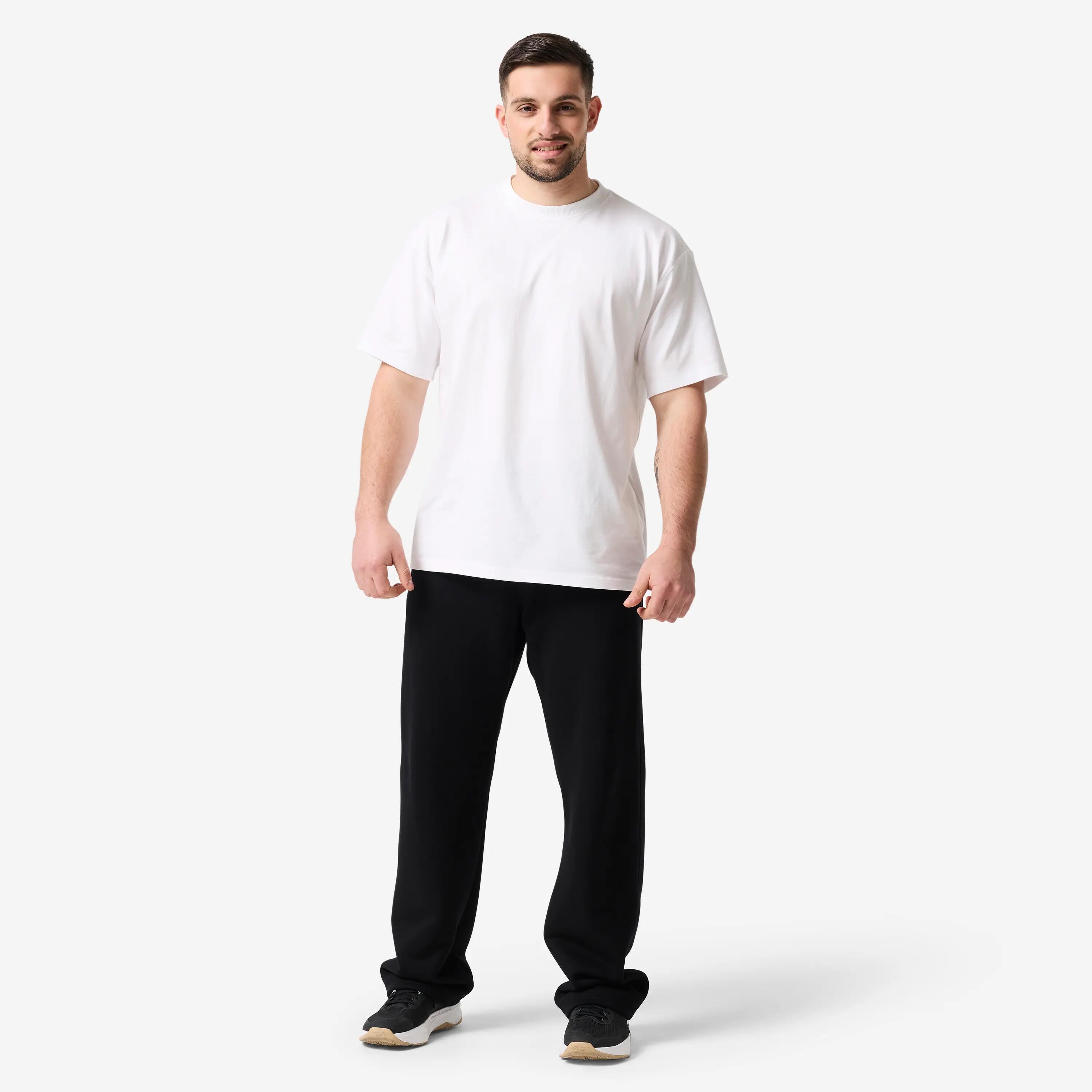 Pantalon de jogging en coton droit et respirant homme, noir 2/8