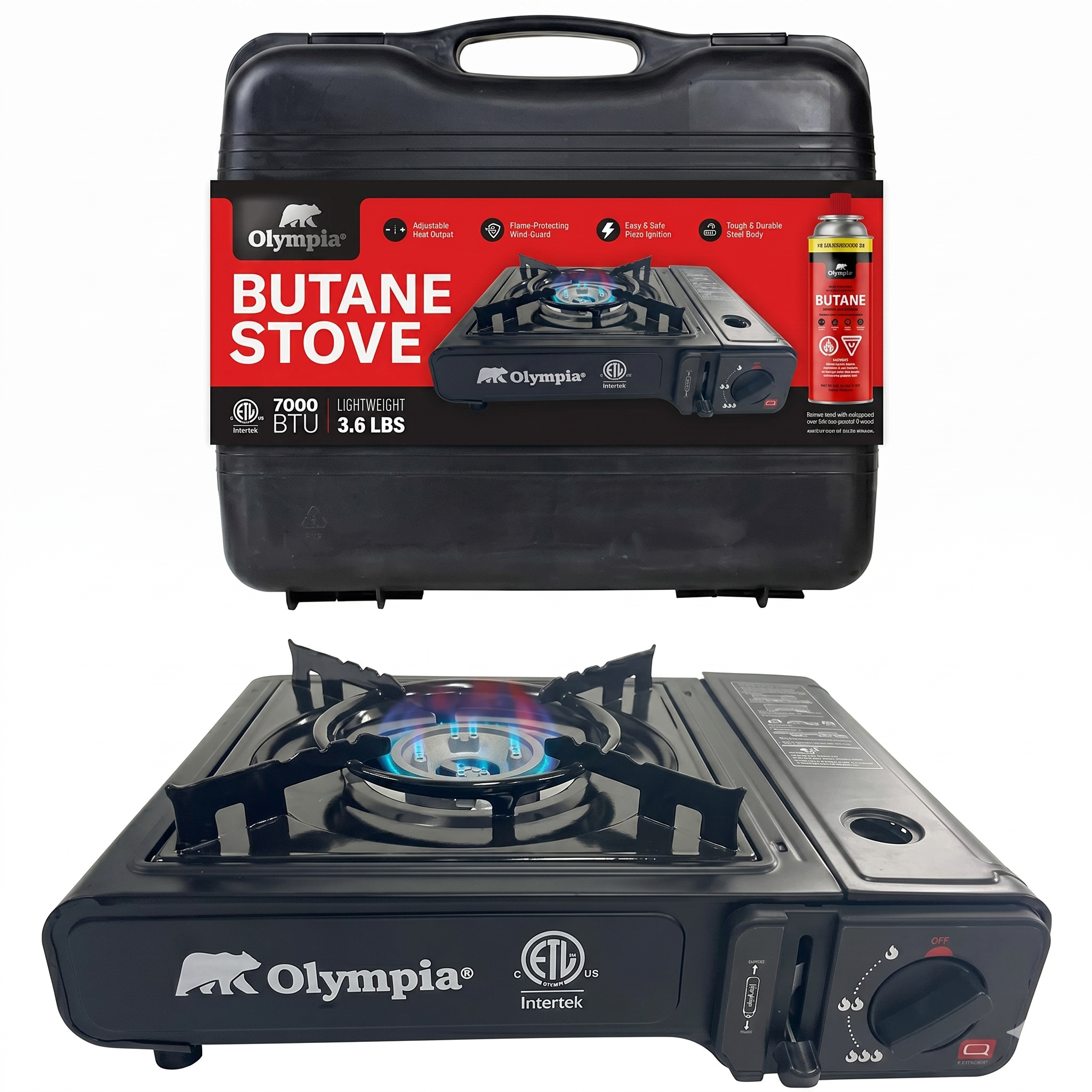 Portable Butane Camping Stove, Olympia 7000 BTU