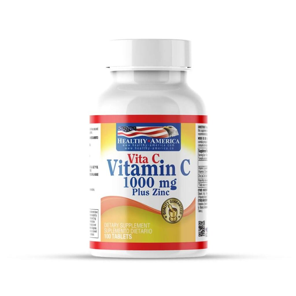 Suplemento dietético antioxidante Vita C 1000 Plus Zinc Healthy America