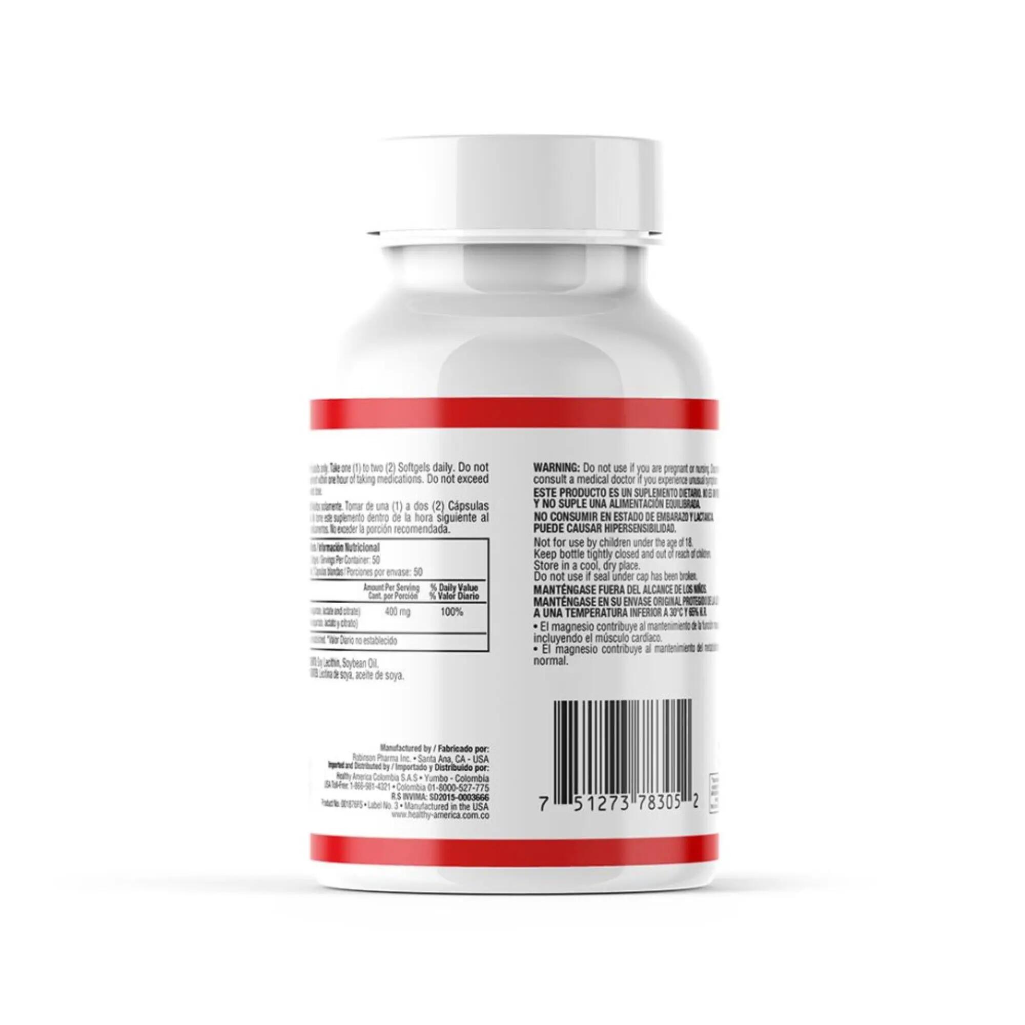 Súper Magnesio 400 mg Ámbar Healthy America 2/3