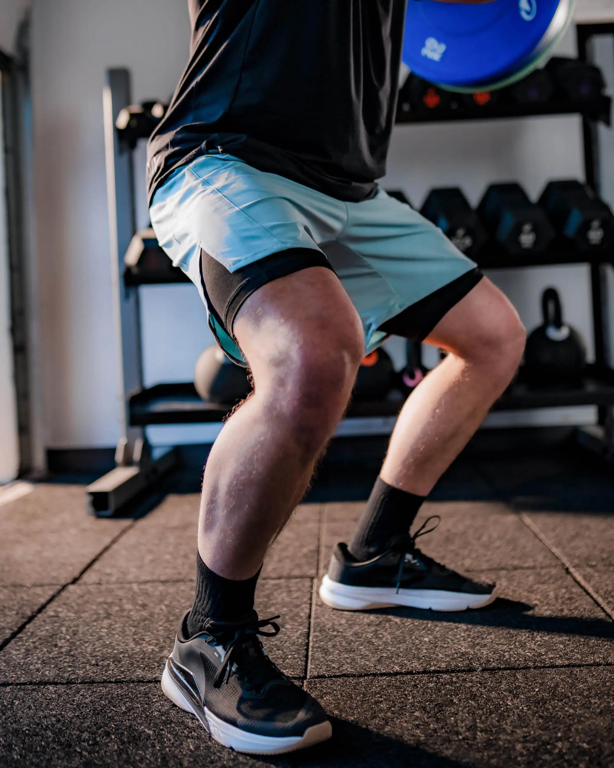 Pantalons Curts Fitness Home Negre Blau 2 en 1 Transpirable Butxaca Cremallera 15/19