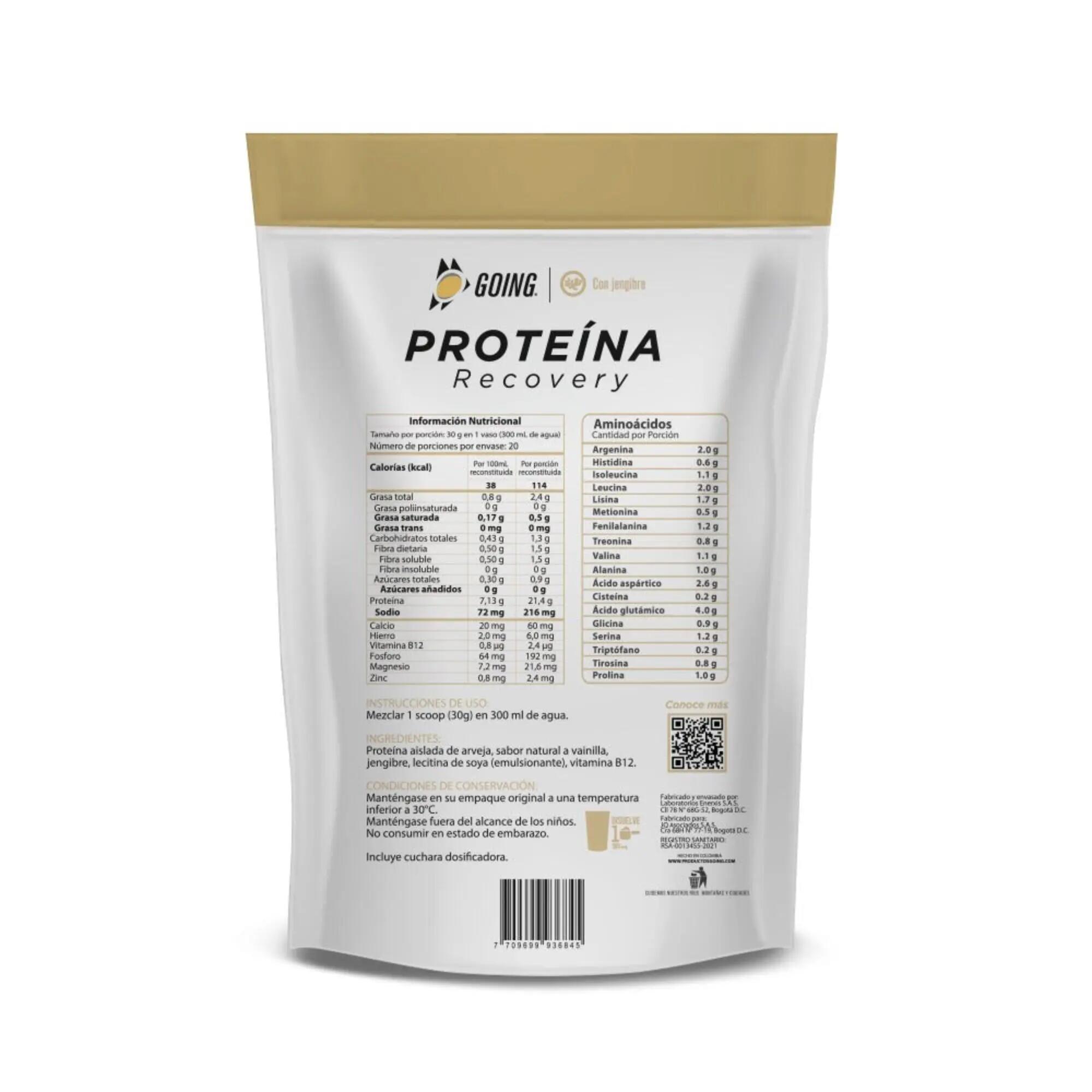 Bolsa de proteína vegana	de 600gr con 21gr de proteína sabor a vainilla Going 2/3