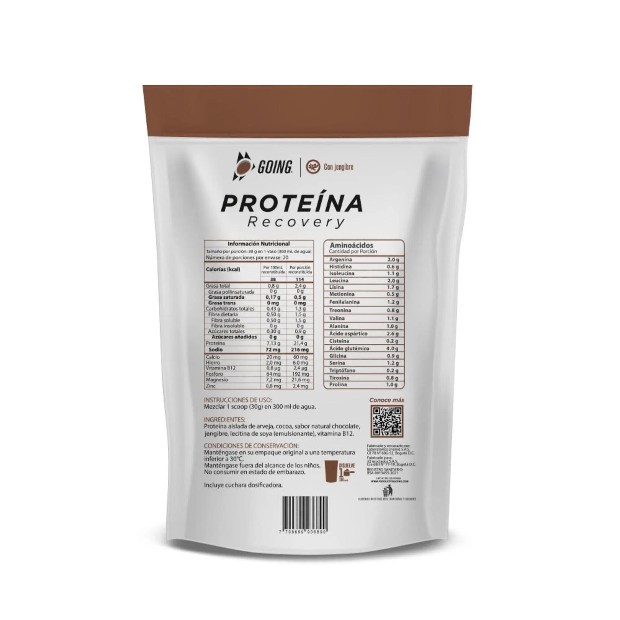 Bolsa de proteína vegana	de 600gr con 60gr de proteína sabor a chocolate Going 3/3