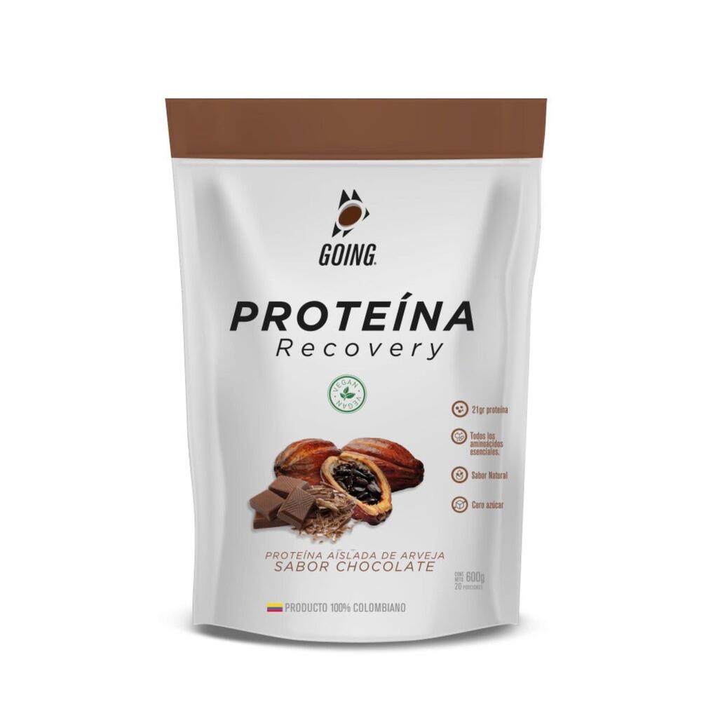 Bolsa de proteína vegana	de 600gr con 60gr de proteína sabor a chocolate Going