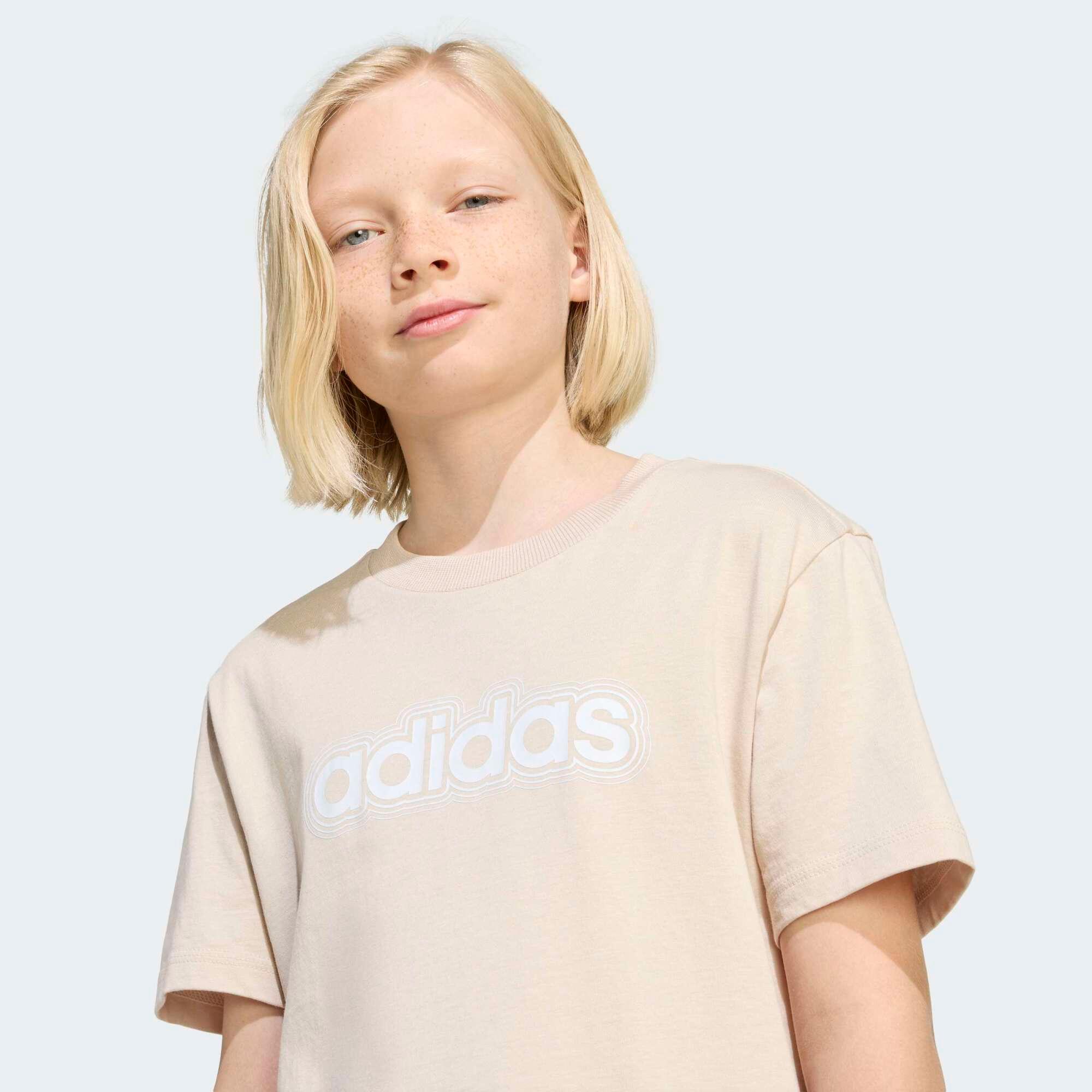 T-shirt ADIDAS bambino ginnastica regular fit cotone beige 3/5