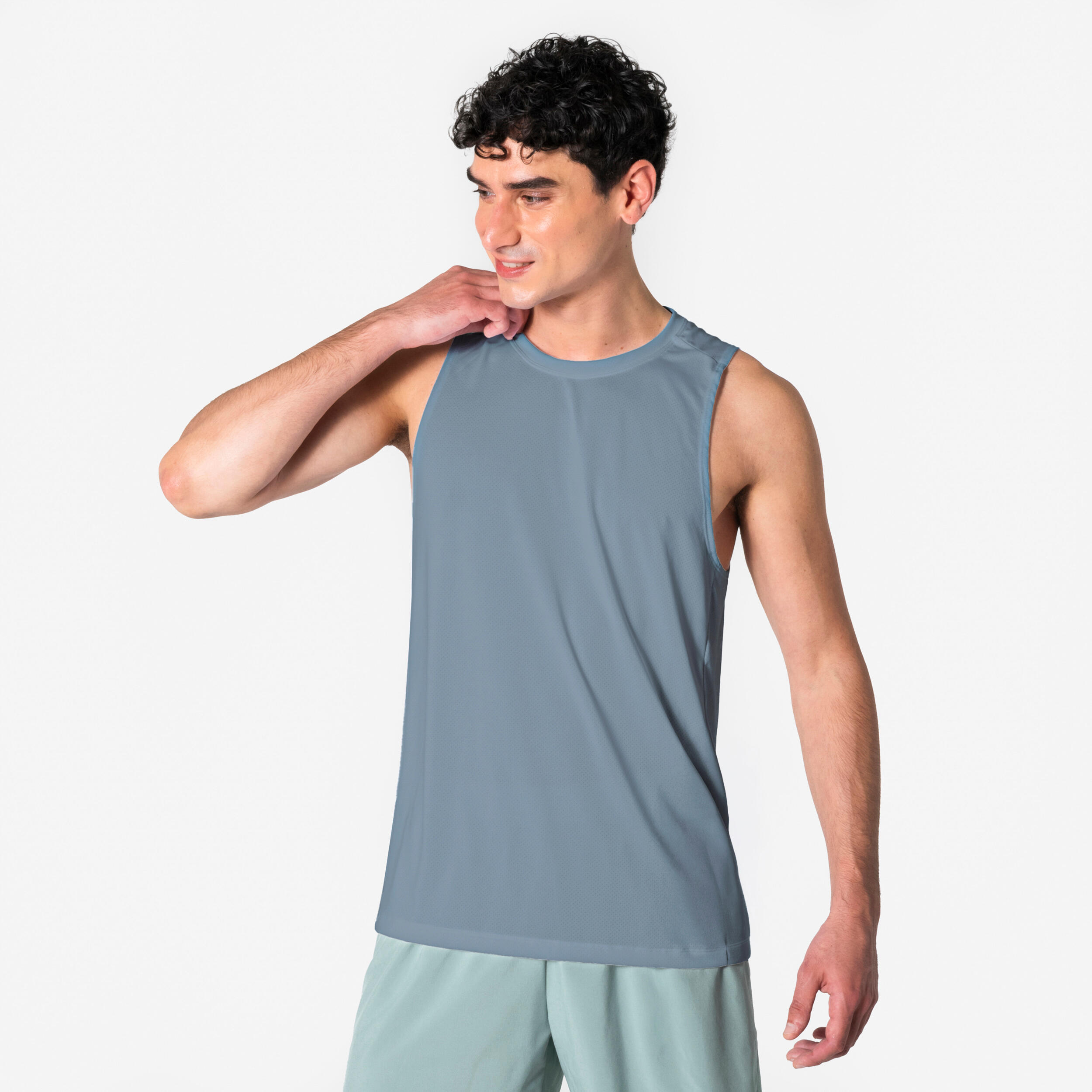 Men's running tank top, Kiprun Run 100 - Blue