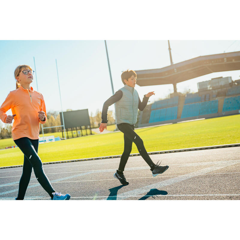 Çocuk Uzun Kollu Koşu Tişörtü - Fermuarlı Yaka - Turuncu - Kiprun Warm 100