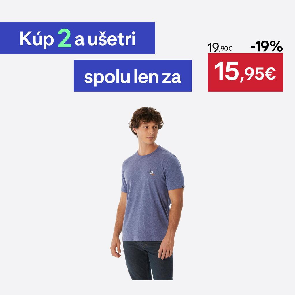 Pánske turistické tričko NH100 krátky rukáv fialové