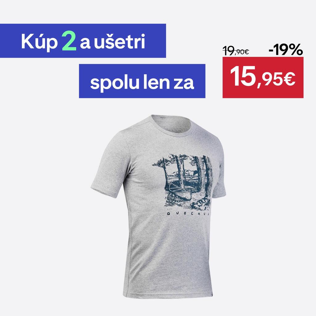 Pánske turistické tričko NH100 krátky rukáv sivé