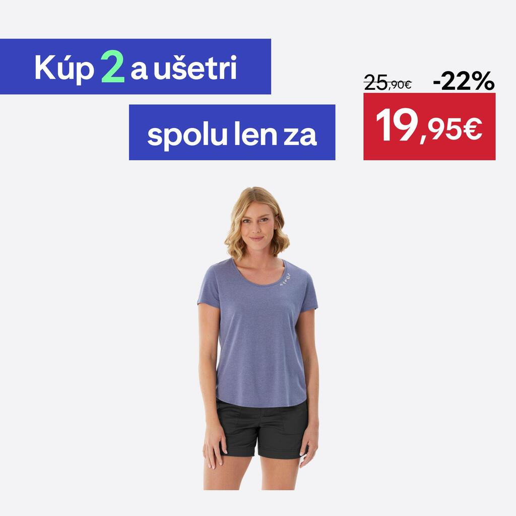 Dámske turistické tričko NH500 fialové