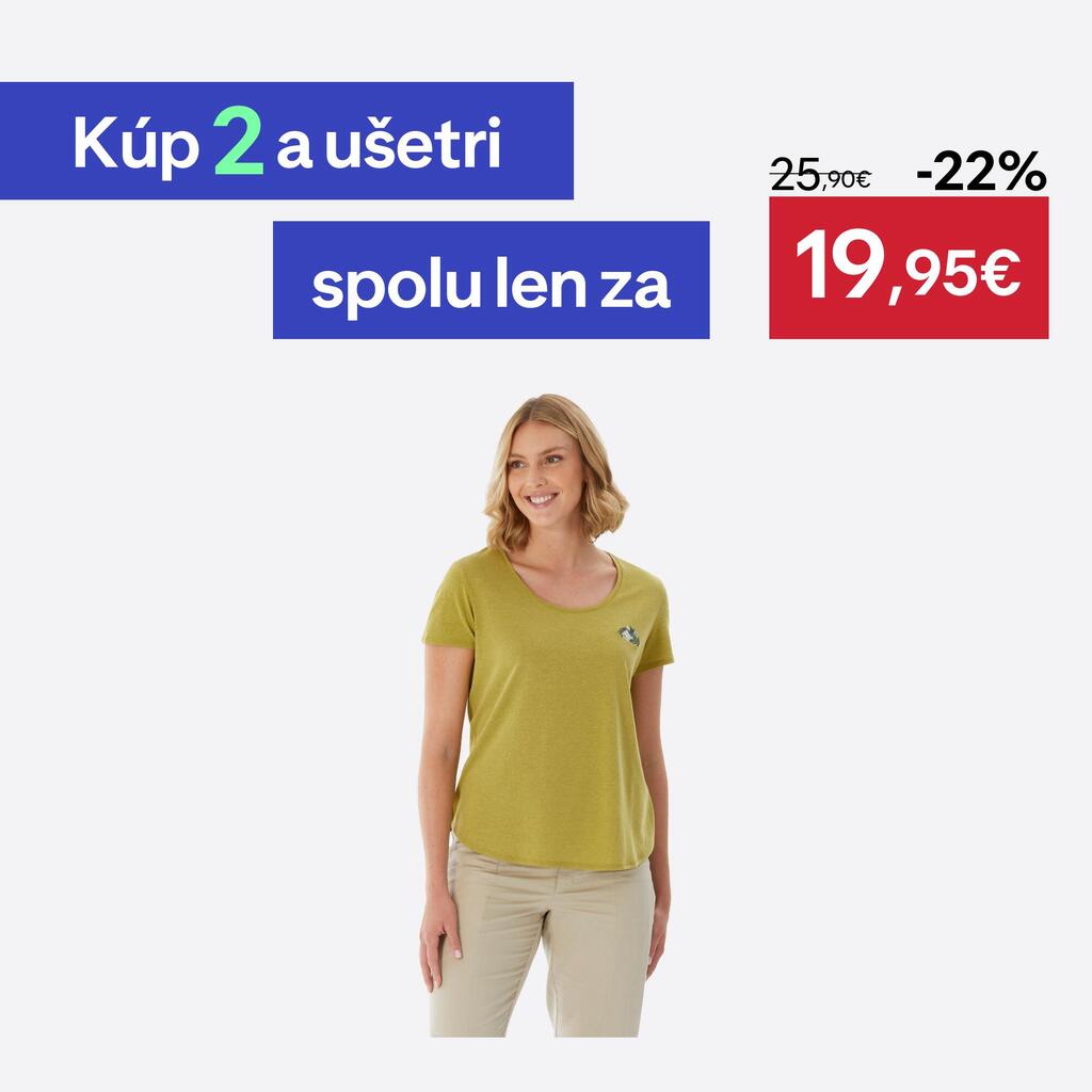Dámske turistické tričko NH500 kaki
