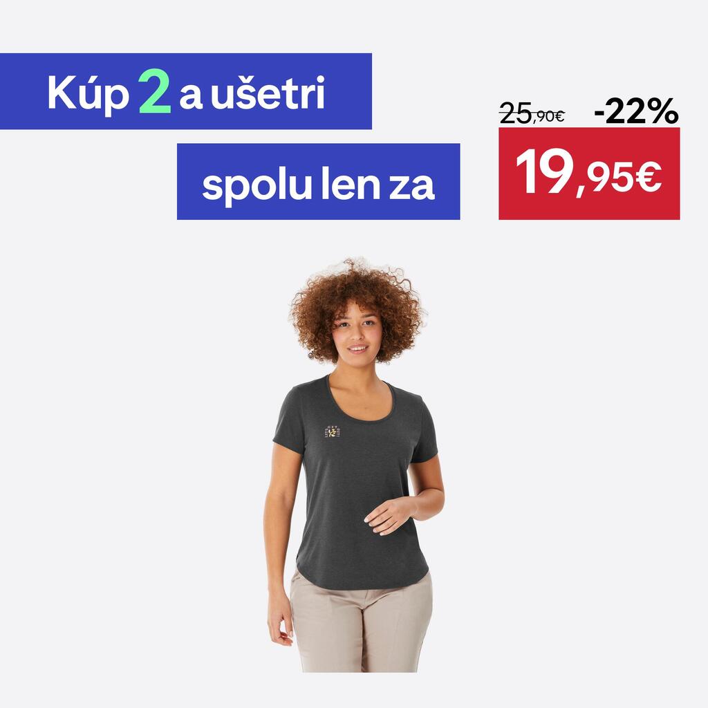 Dámske turistické tričko NH500 sivé
