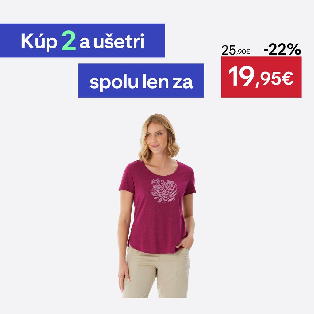 Dámske turistické tričko NH500 fialové