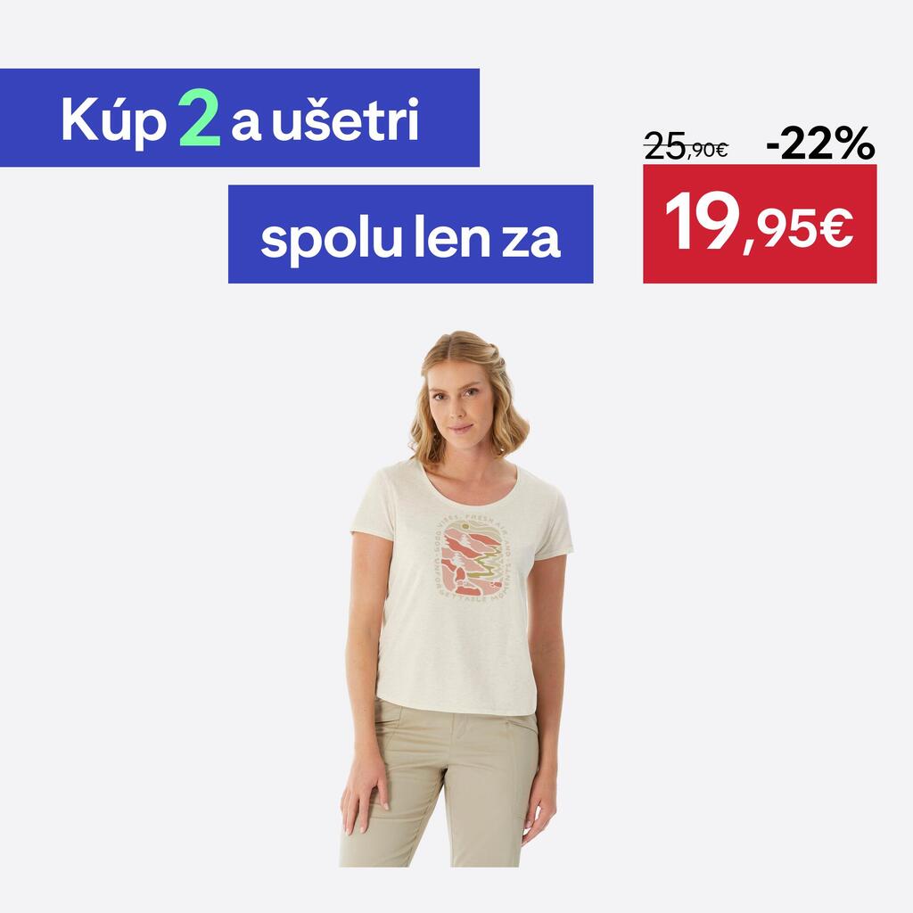 Dámske turistické tričko NH500 biele