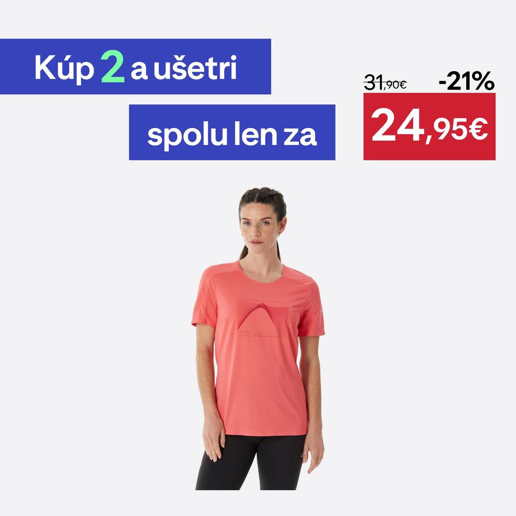 Dámske turistické tričko MH500 krátky rukáv ružové