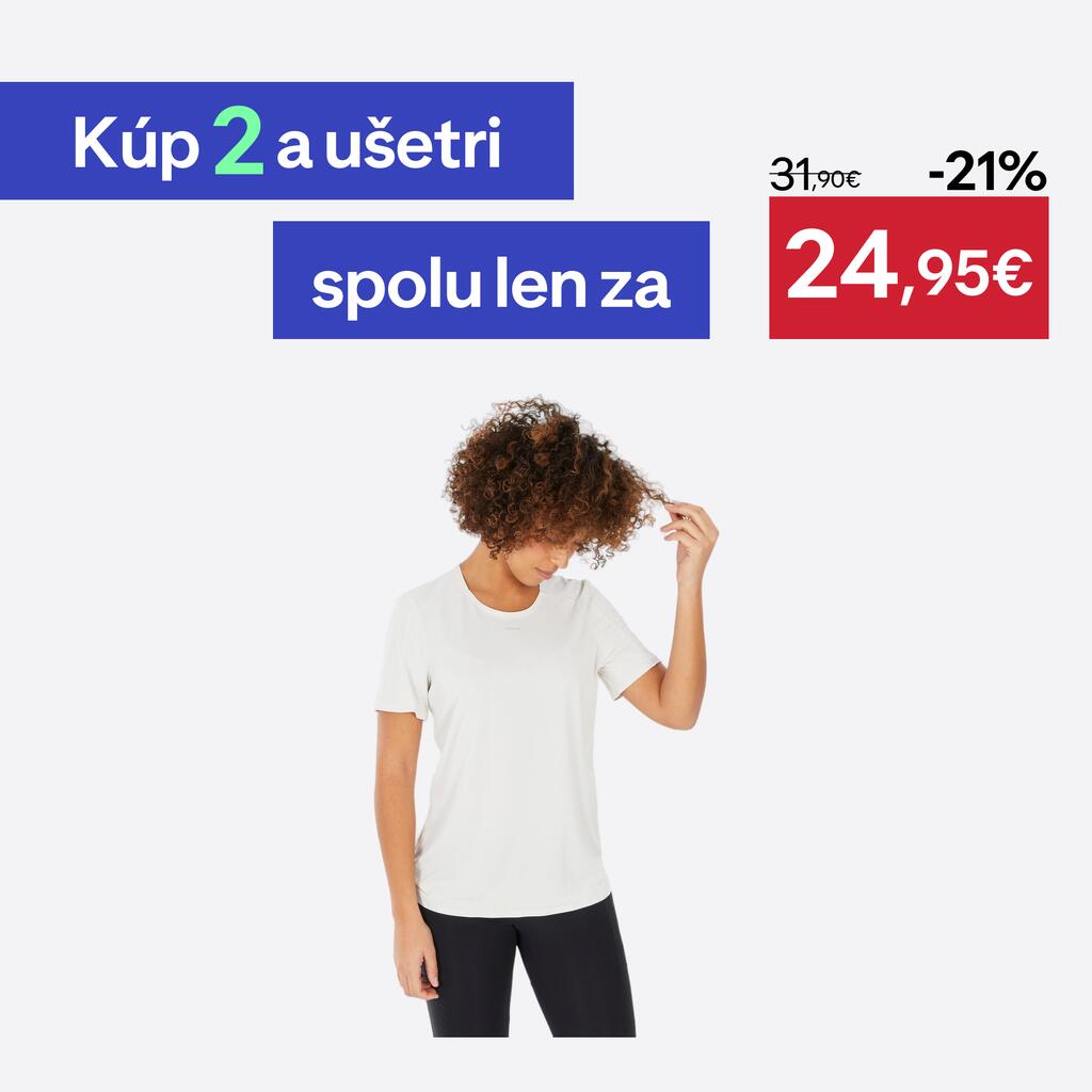 Dámske turistické tričko MH500 krátky rukáv béžové
