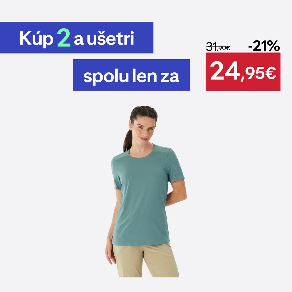 Dámske turistické tričko MH500 krátky rukáv zelené