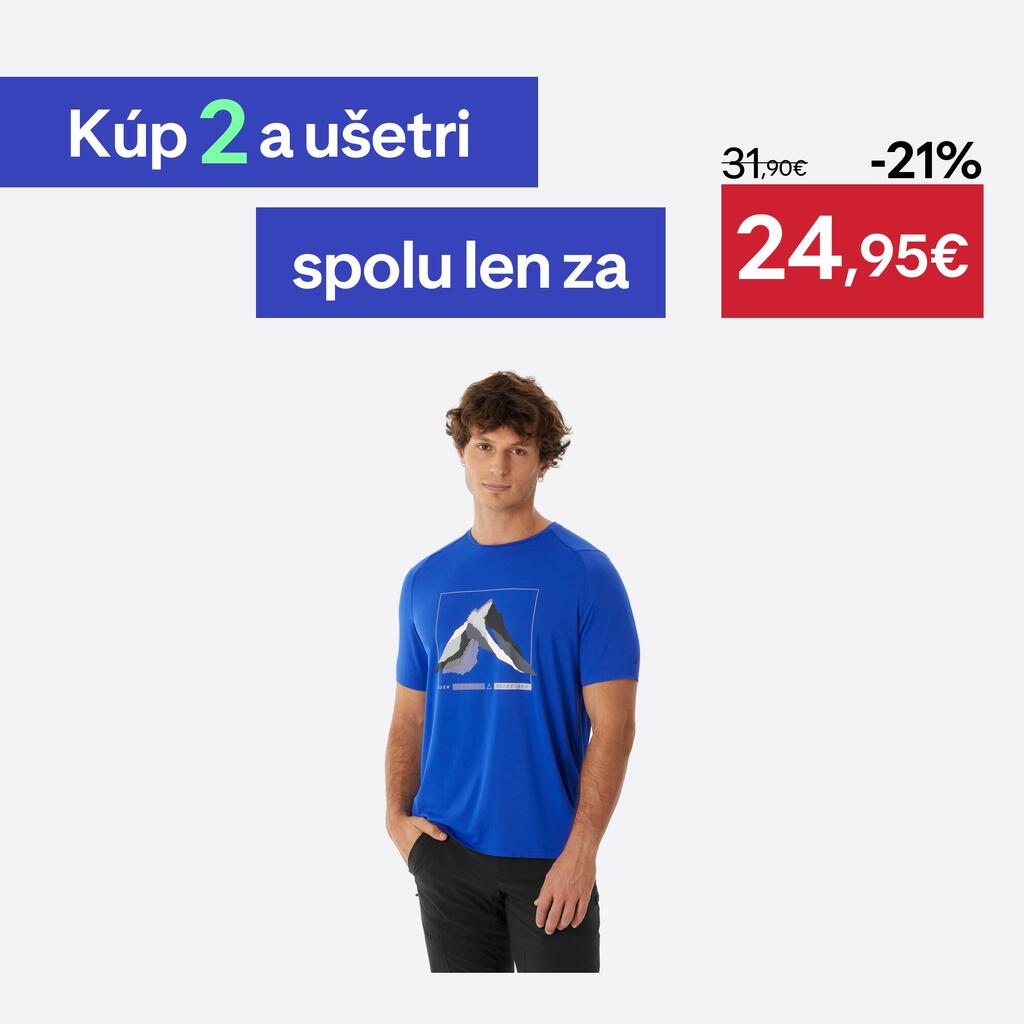 Pánske turistické tričko MH500 krátky rukáv modré