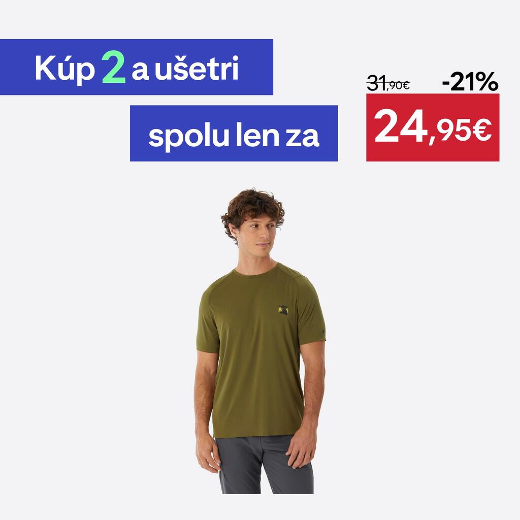 Pánske turistické tričko MH500 krátky rukáv olivovozelené
