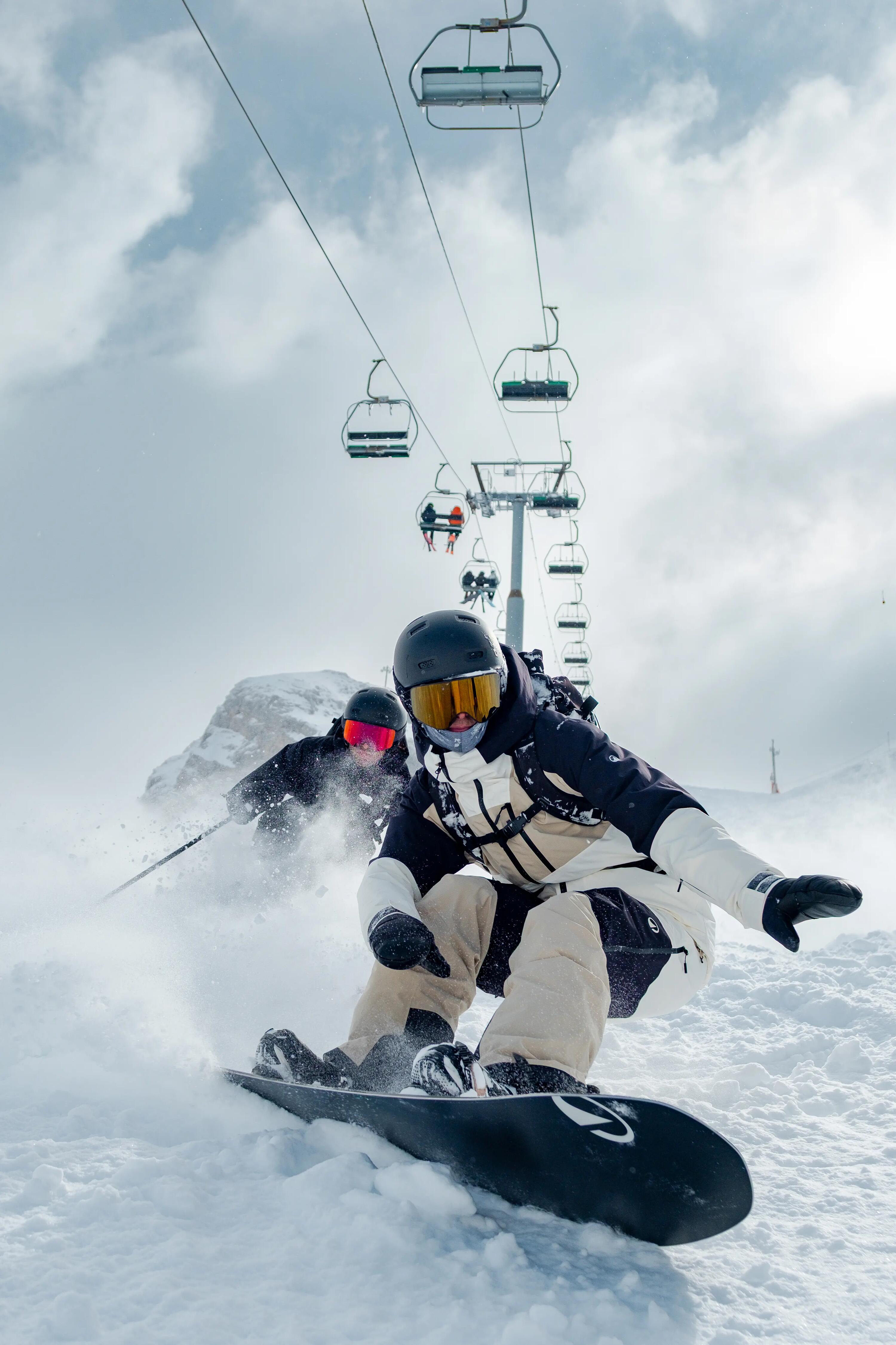 Casaco de Ski e Snowboard Quente e Respirável All Mountain Homem AM 500 Bege 26/27
