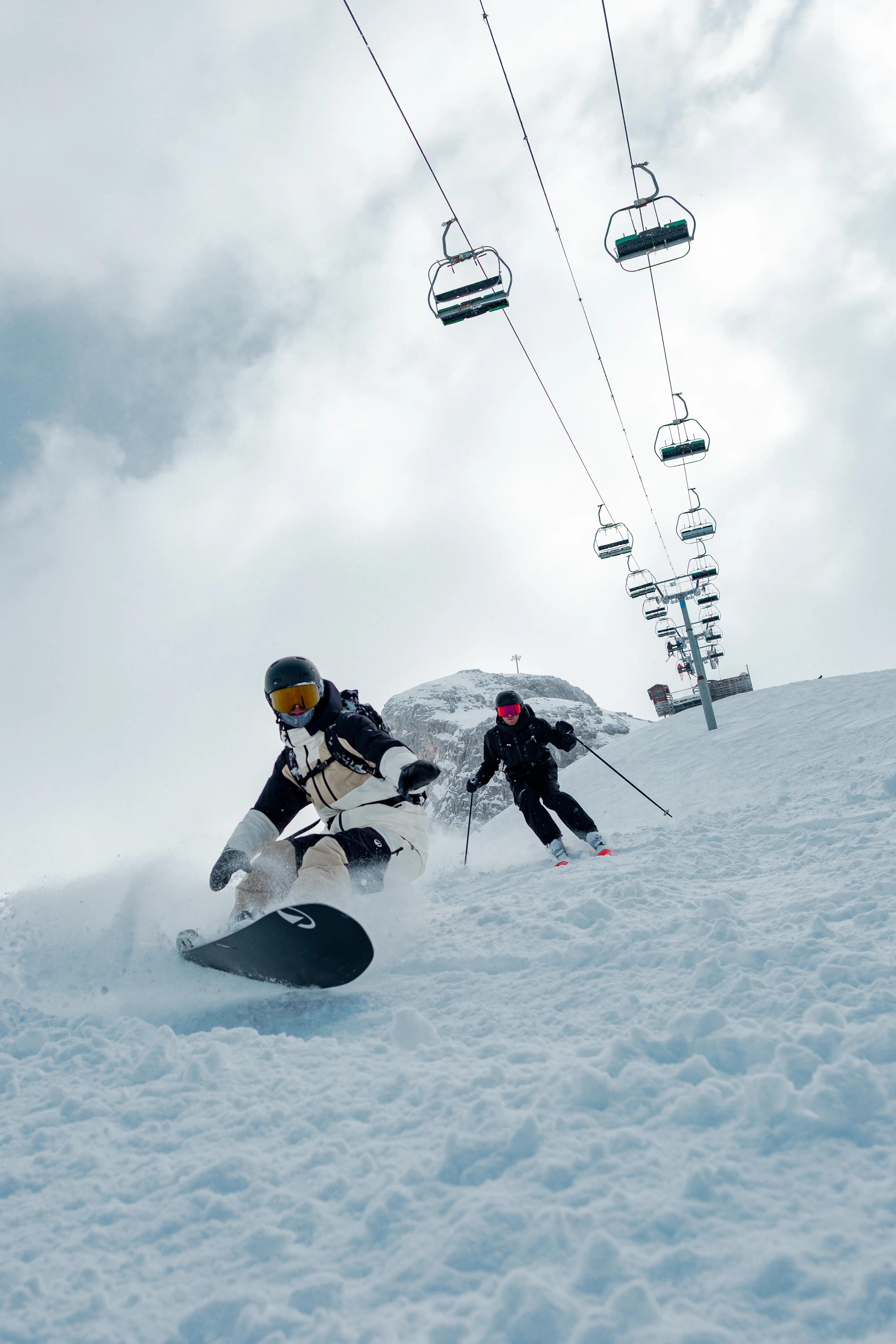 Casaco de Ski e Snowboard Quente e Respirável All Mountain Homem AM 500 Bege 25/27