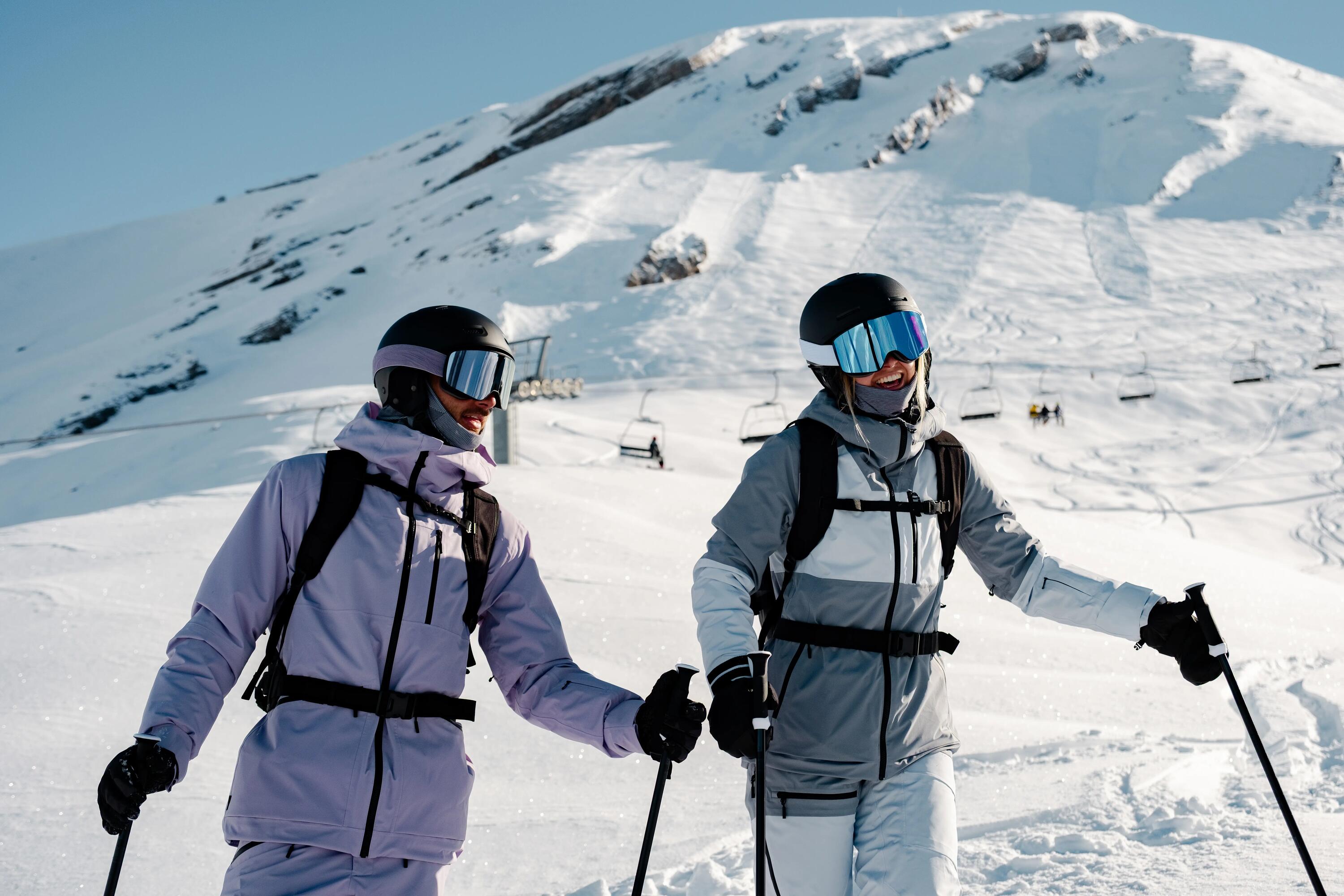 Ski- en snowboardjas 500 voor dames blauw-grijs 28/28