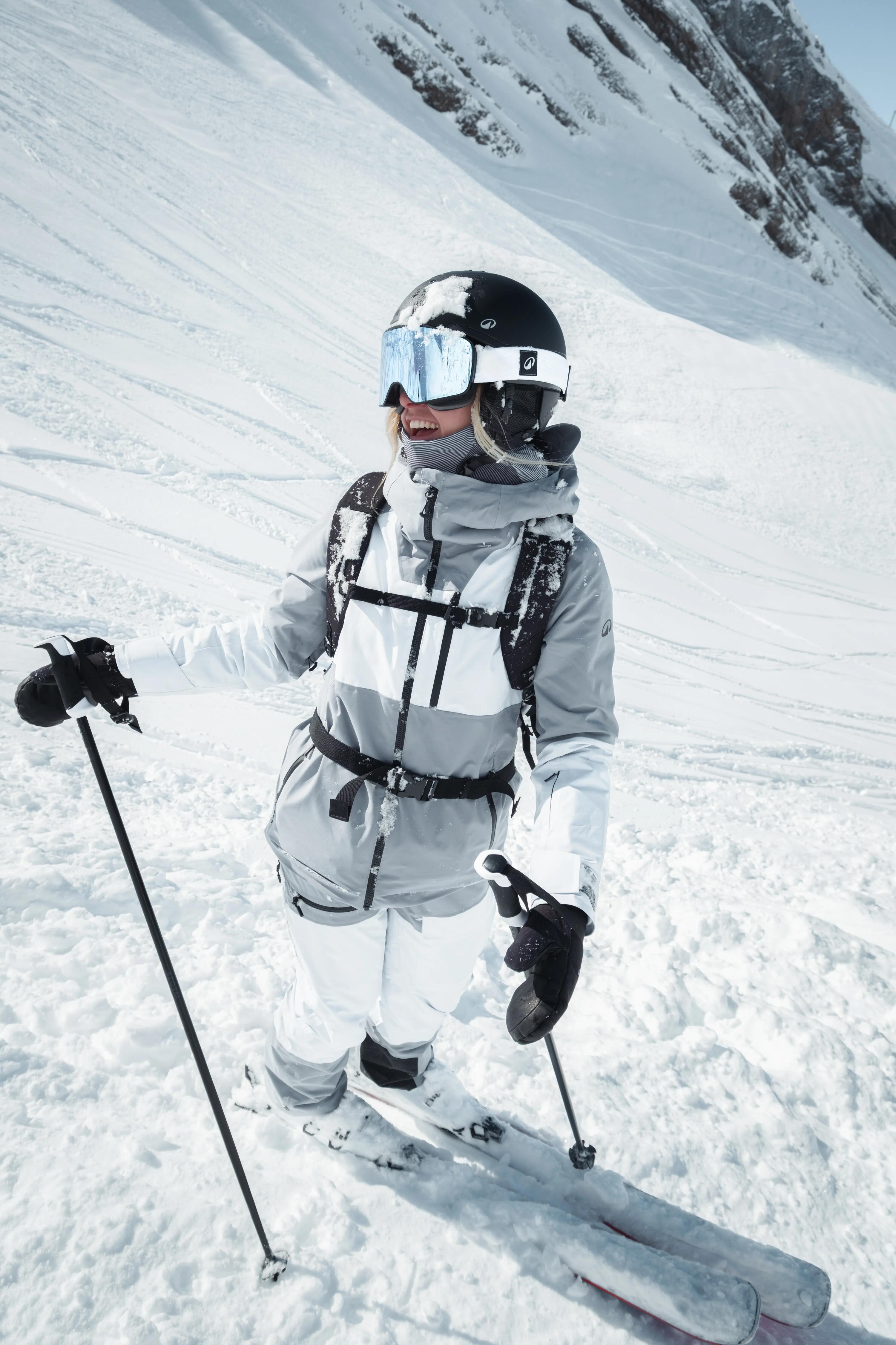 Ski- en snowboardjas 500 voor dames blauw-grijs 25/28