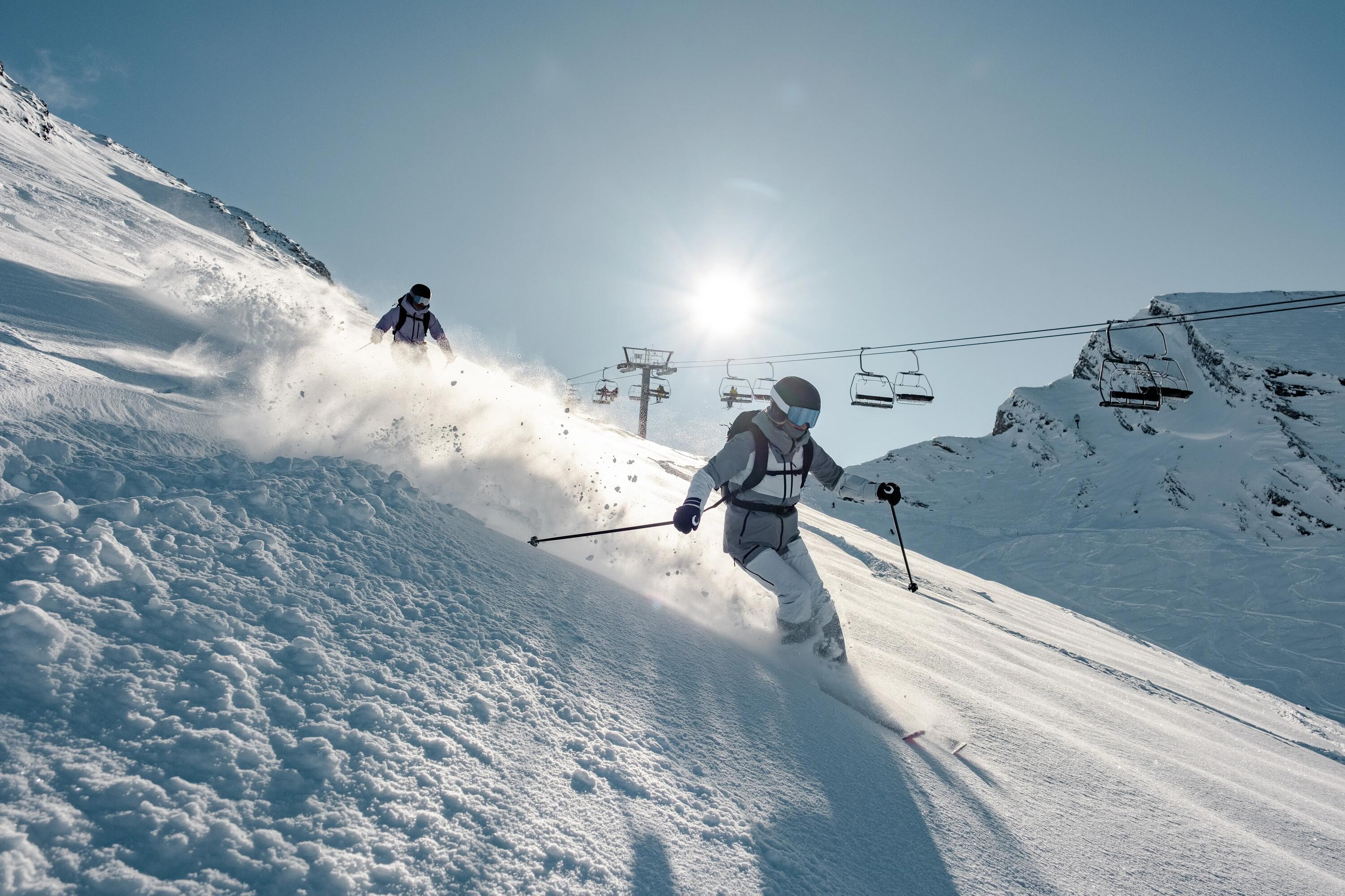 Ski- en snowboardjas 500 voor dames blauw-grijs 27/28