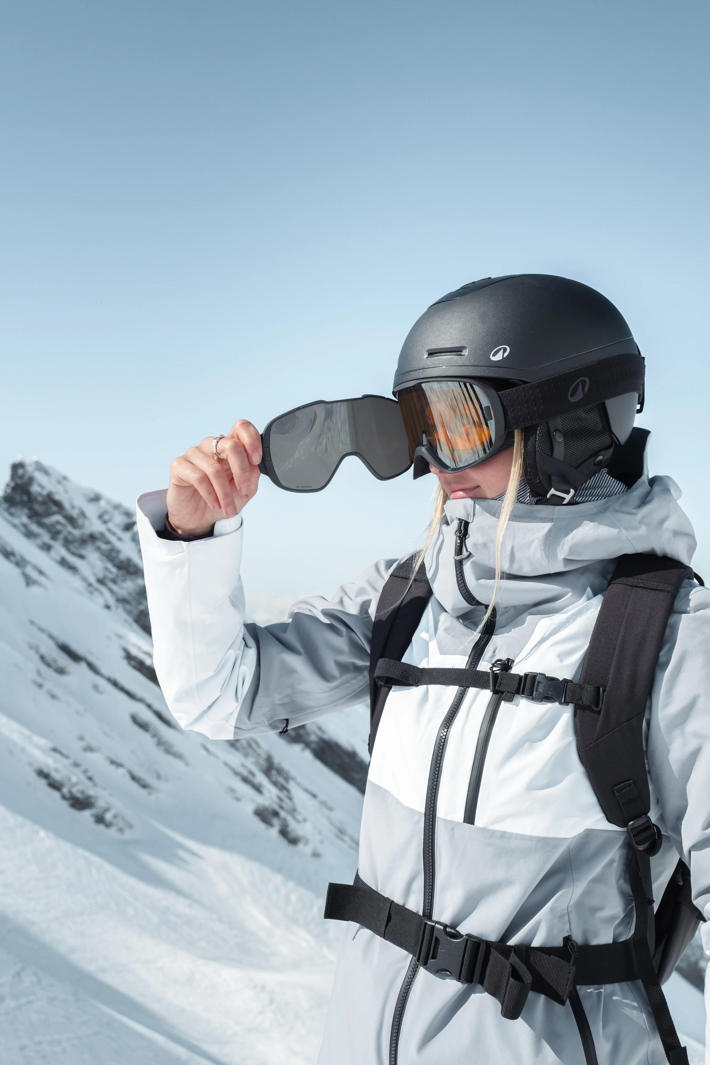 Ski- en snowboardjas 500 voor dames blauw-grijs 23/28