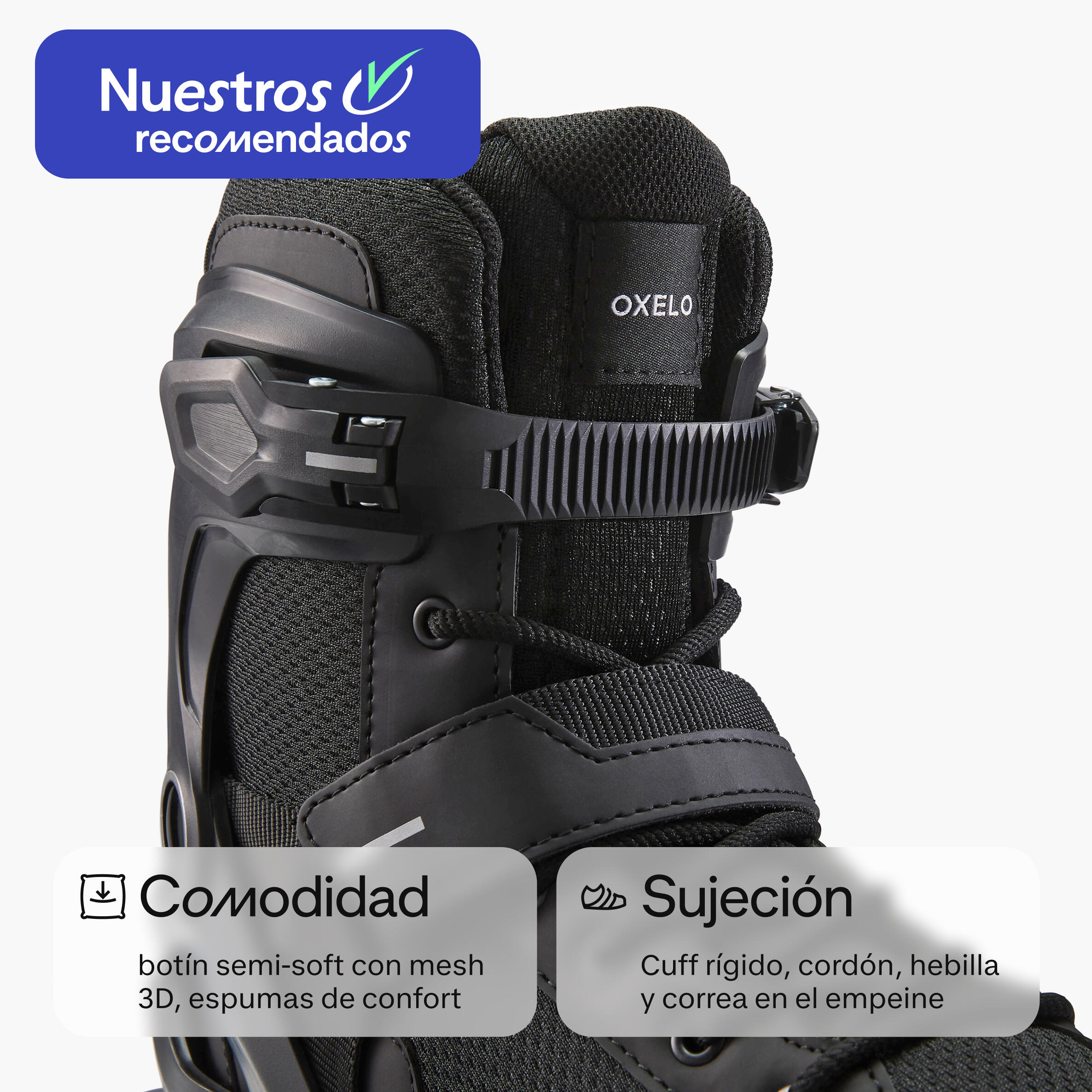 Patines Línea Adulto Oxelo Fitness FIT100 Negro 2/14