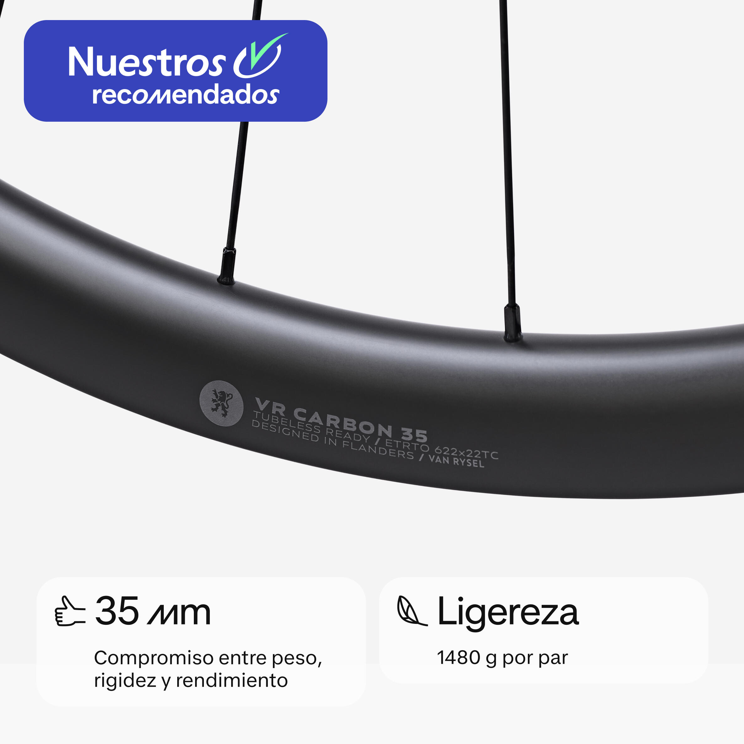 Ruedas bicicleta carbono carretera/gravel Van Rysel 35 compatible Shimano HG 2/8