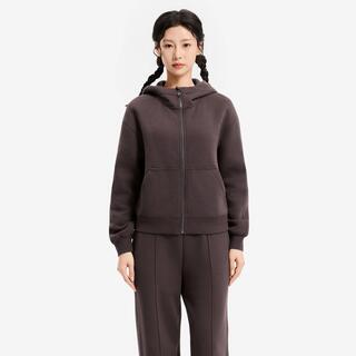 Women's Zip-Up Winter Hoodie - Brown