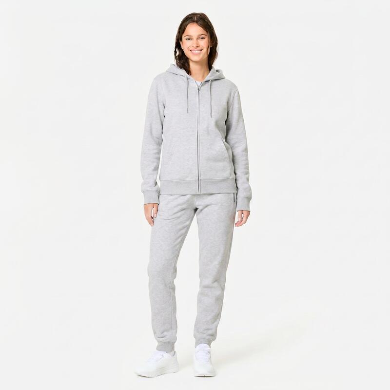 Pantalon trening de fitness Slim din molton Gri Damă