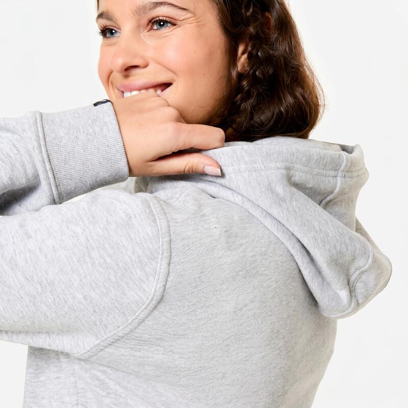 Kadın Fermuarlı Polar Sweatshirt - Gri